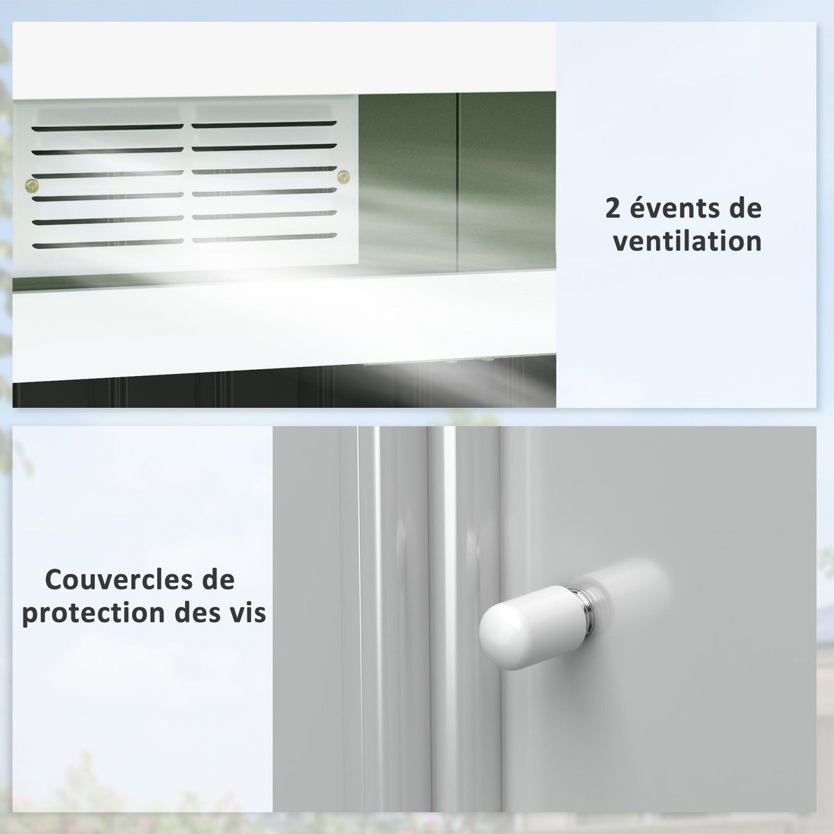 OUTSUNNY Abri de jardin - remise pour outils - cabanon portes verrouillables - dim. 2,8L x 1,3l x 1,72H m - tôle d'acier gris vert