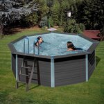 GRE Piscine hors sol ronde en composite - Grise - 4,10 x 1,24 m