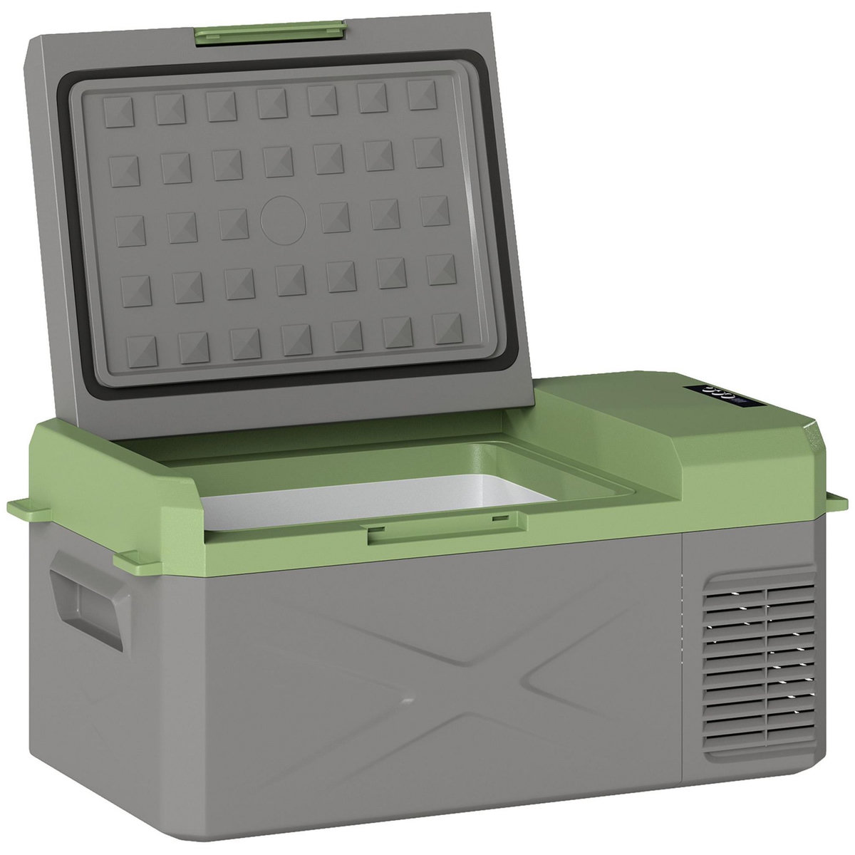 OUTSUNNY Glacière électrique voiture à compression 16,3L - réfrigérateur voiture congélateur 12/24V 60W max 2 modes gris vert