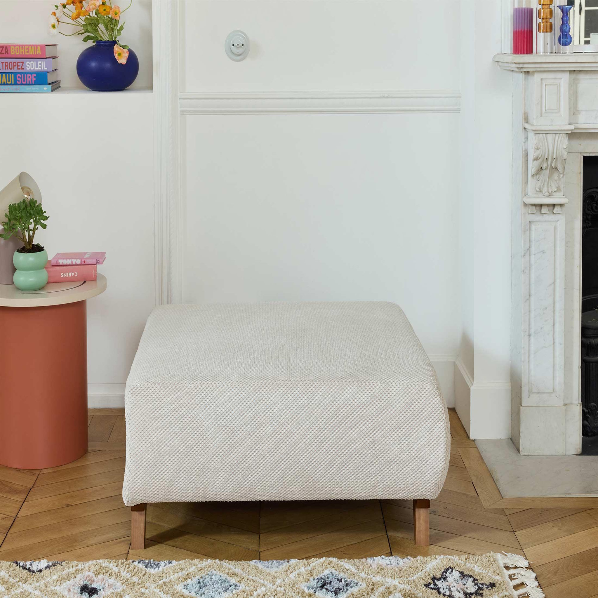 Voir la diapositive 2 : BEST MOBILIER Cristal - pouf modulable - 95 cm - en velours texturé