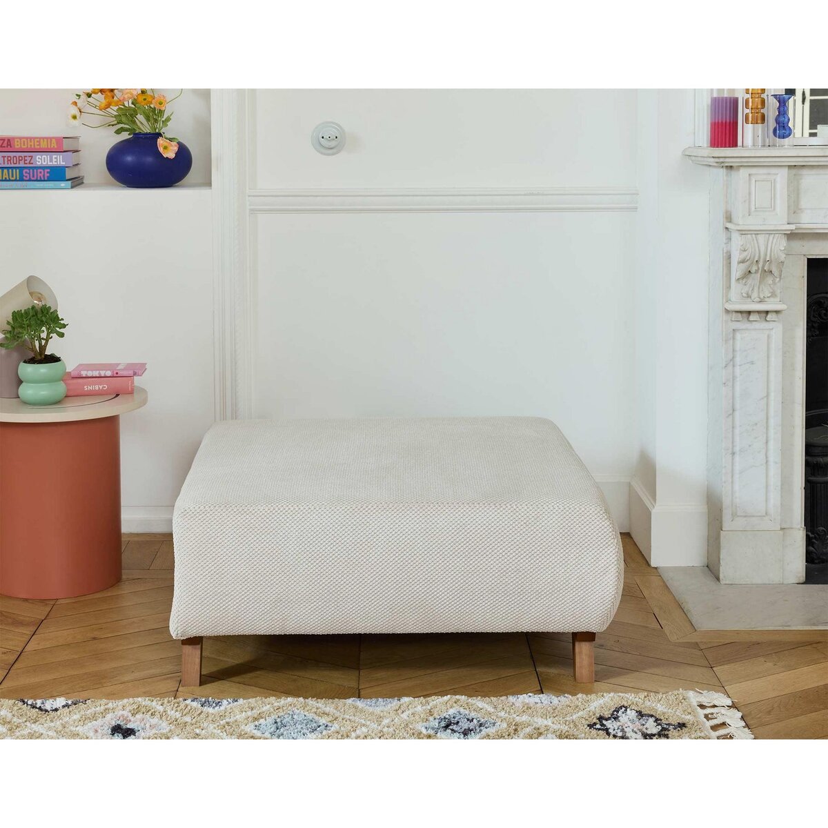 BEST MOBILIER Cristal - pouf modulable - 95 cm - en velours texturé