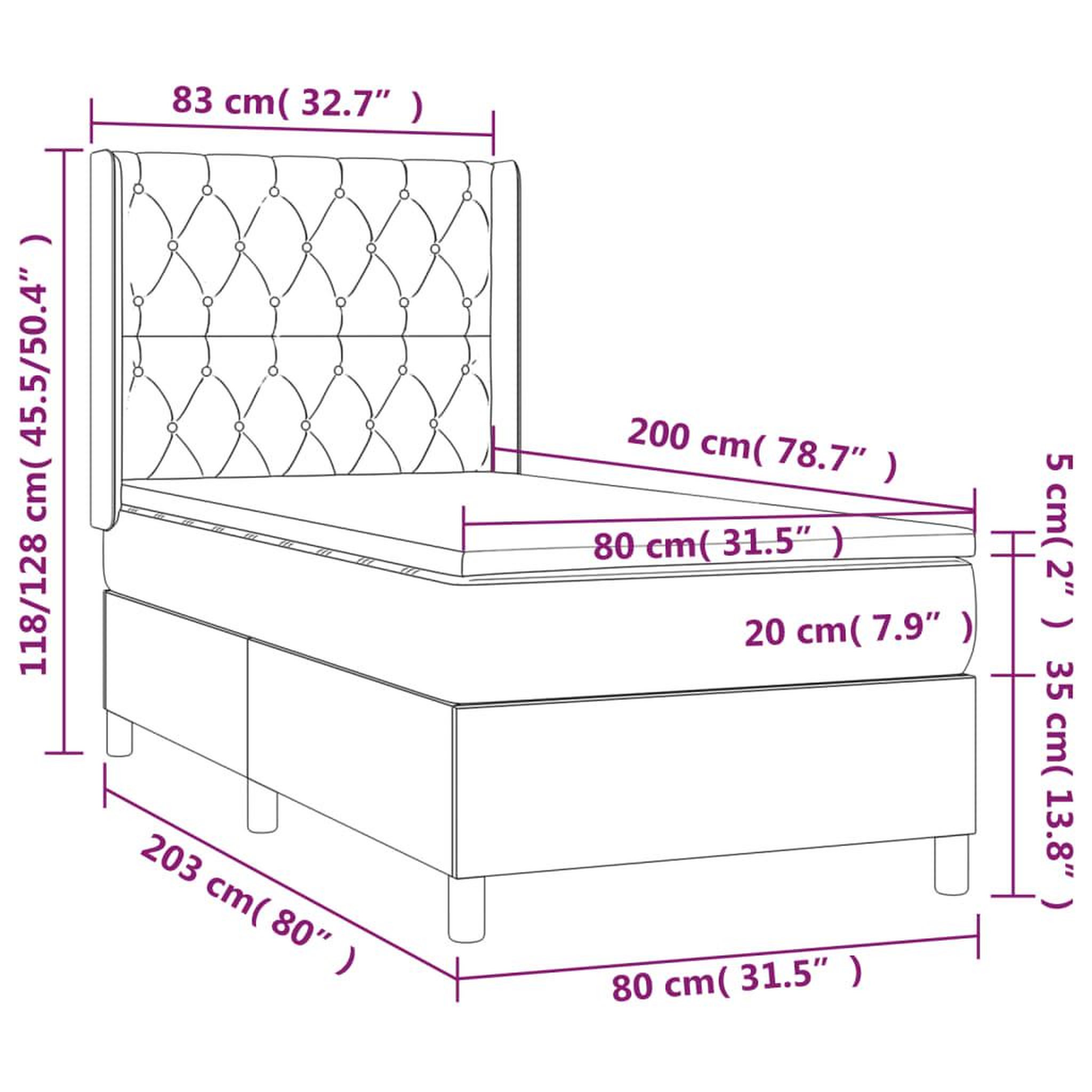 Voir la diapositive 6 : VIDAXL Sommier a lattes de lit matelas et LED Creme 80x200cm Tissu