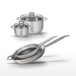 ELO Lot 2 Poêles 28/32 cm et 2 Faitouts 14/24 cm Elo Relief Solution