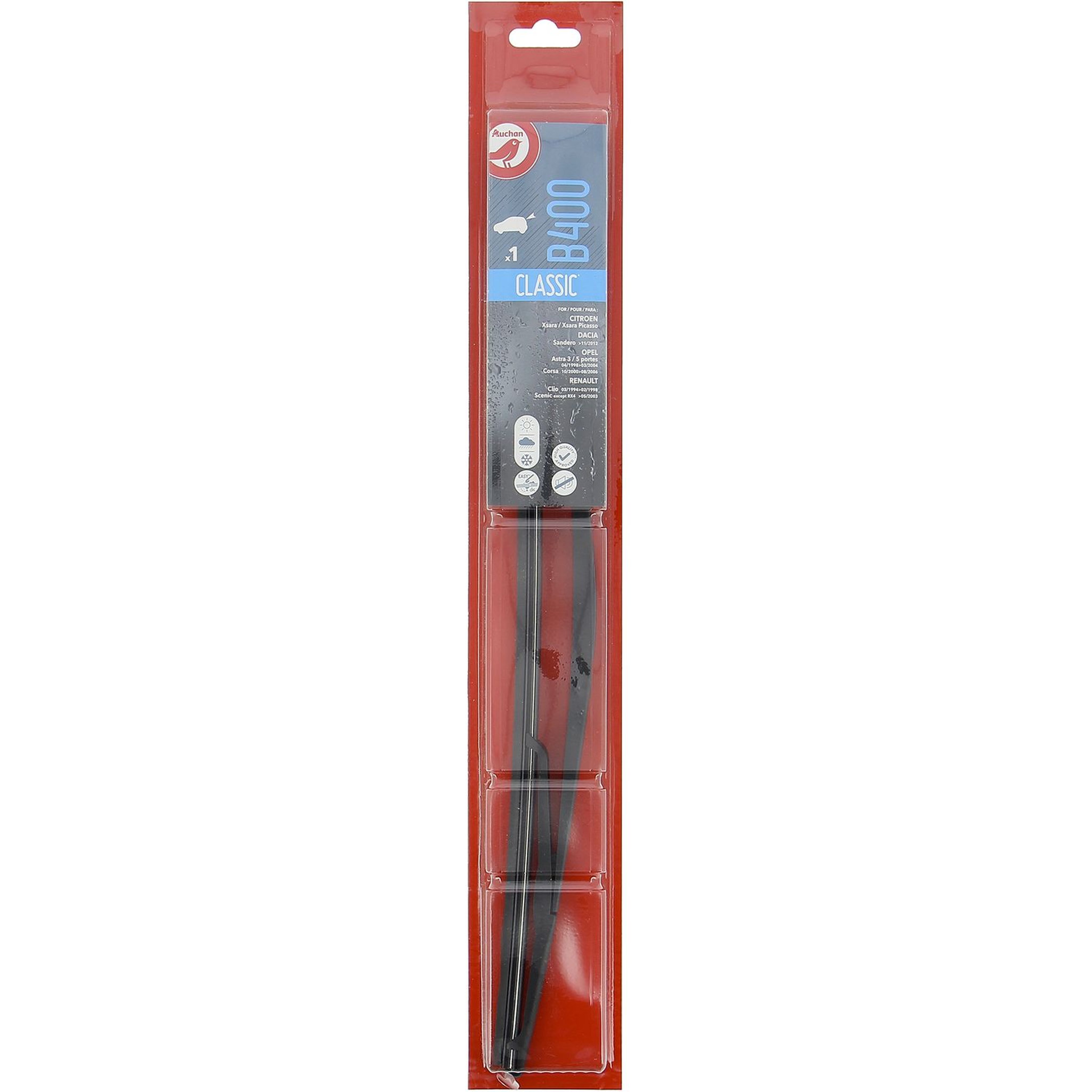 Voir la diapositive 2 : AUCHAN Balai d'essuie-glace B400 40cm pour CITROËN DACIA OPEL RENAULT