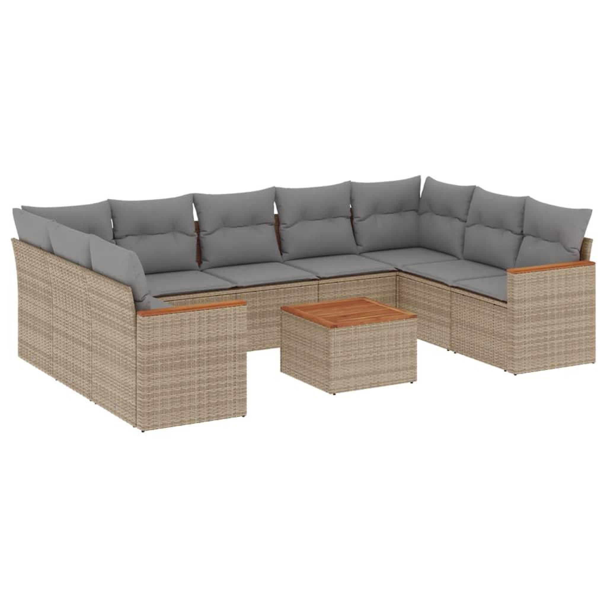 Voir la diapositive 2 : VIDAXL Salon de jardin avec coussins 10 pcs beige resine tressee