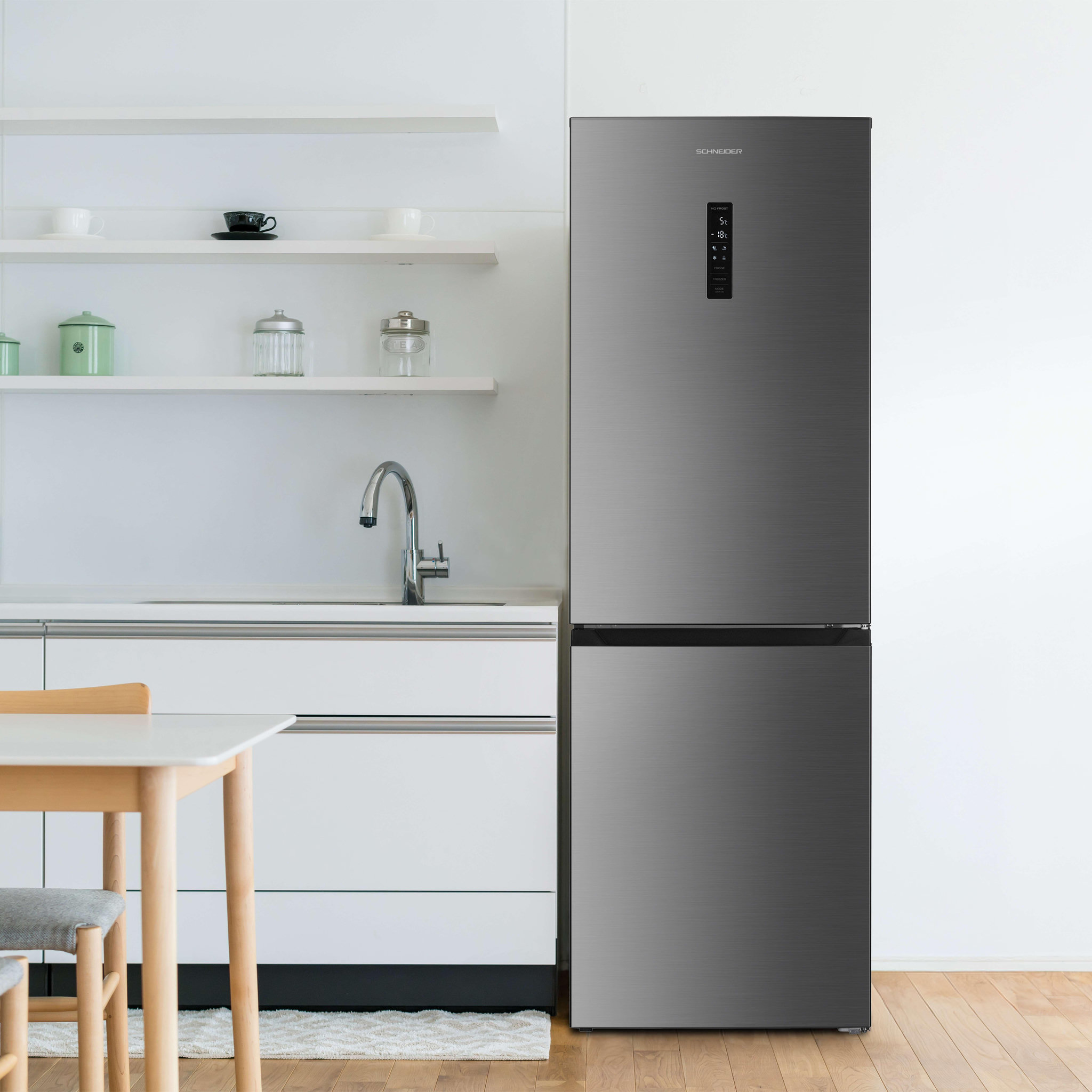 Voir la diapositive 2 : SCHNEIDER Réfrigérateur combiné Inox - SCCB347HDNF-XD