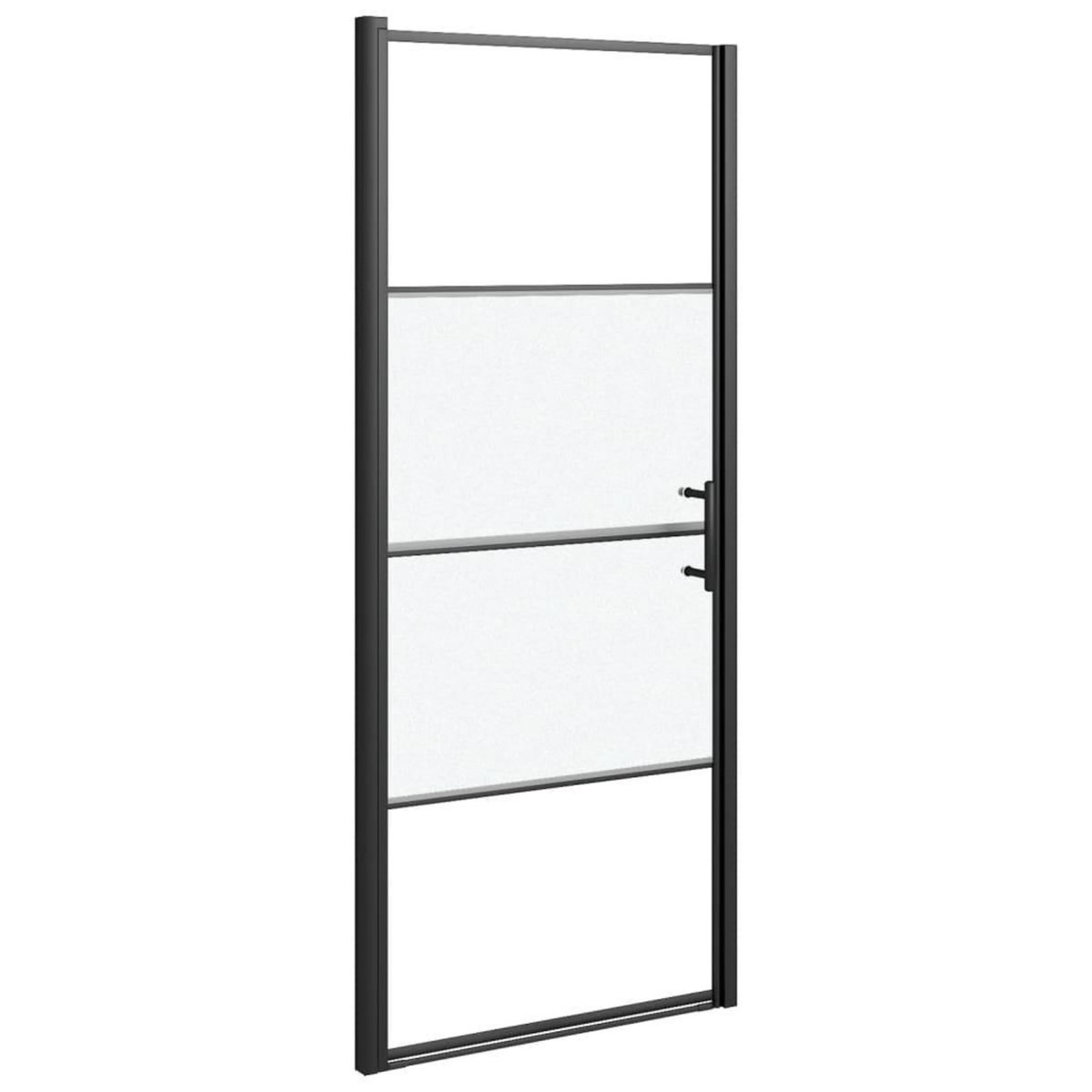 VIDAXL Porte de douche 91x195 cm Verre trempe demi-depoli Noir