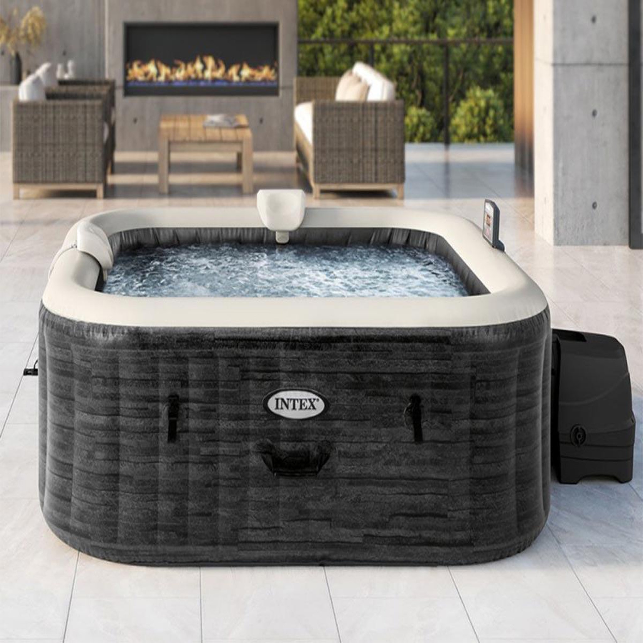 Voir la diapositive 2 : INTEX Spa gonflable purespa ardoise carré bulles 6 places - intex