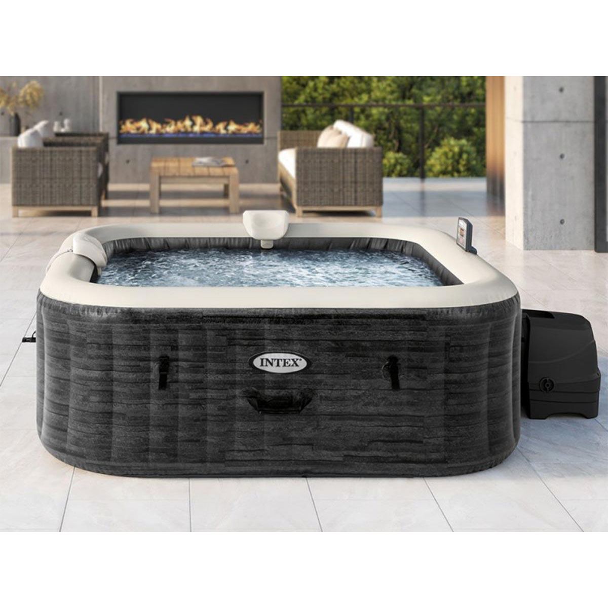 INTEX Spa gonflable PureSpa Ardoise carré Bulles 6 places - Intex