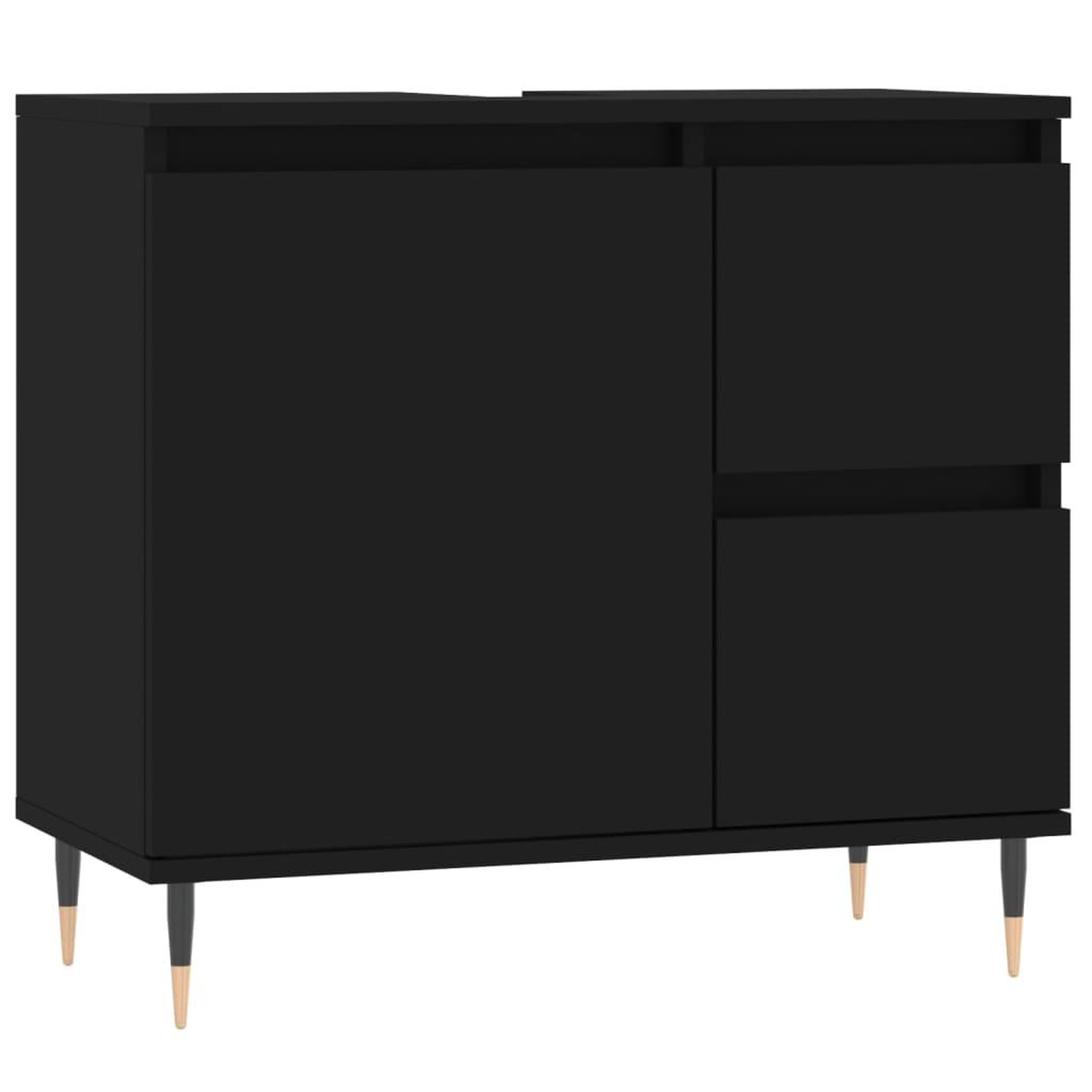 Voir la diapositive 2 : VIDAXL Armoire de salle de bain noir 65x33x60 cm bois d'ingenierie
