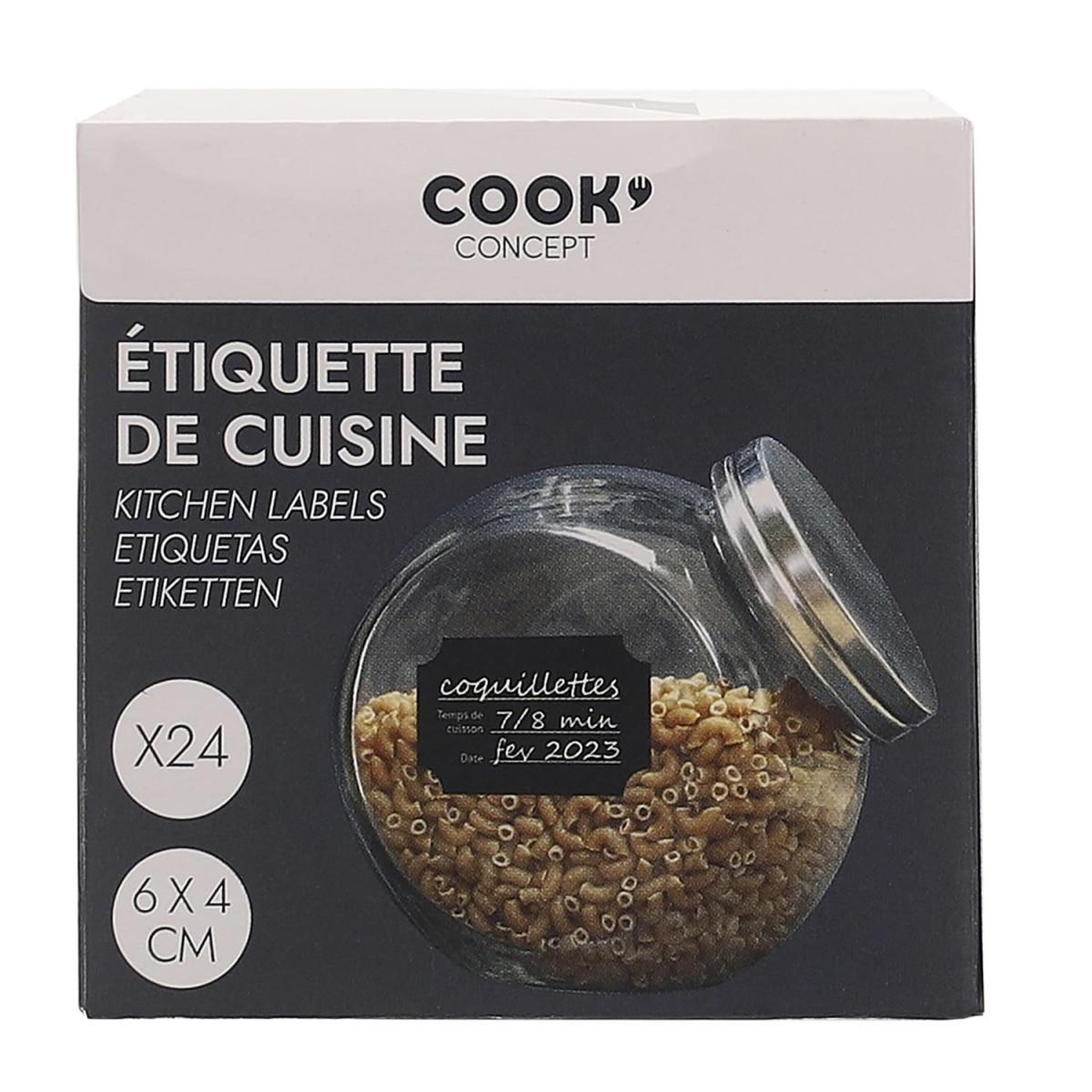Voir la diapositive 4 : COOK CONCEPT Lot de 24 étiquettes bocaux  cuisine  7cm noir