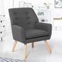 Voir la diapositive 2 : ID MARKET Fauteuil scandinave NAT en tissu gris anthracite