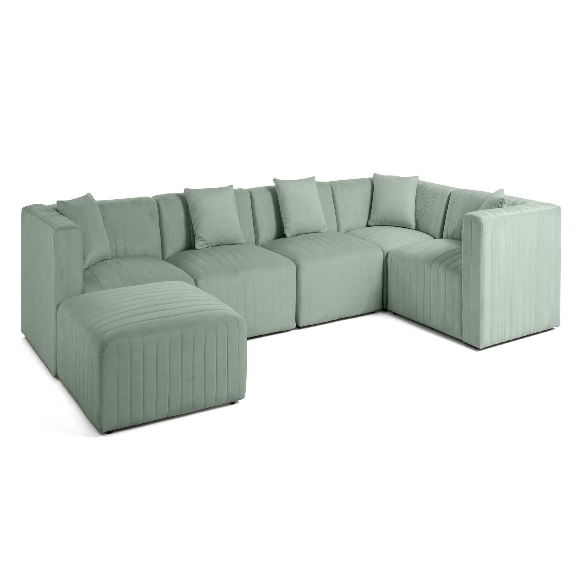 Voir la diapositive 3 : LISA DESIGN Nova - canapé modulable d'angle réversible - 6 places - avec pouf d'appoint - en velours