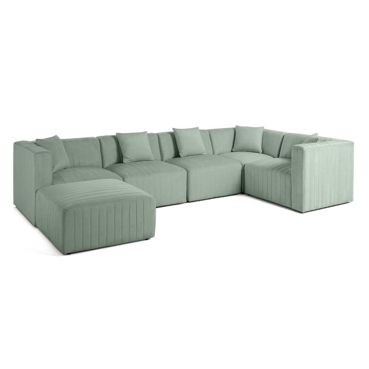 LISA DESIGN Nova - canapé modulable d'angle réversible - 6 places - avec pouf d'appoint - en velours