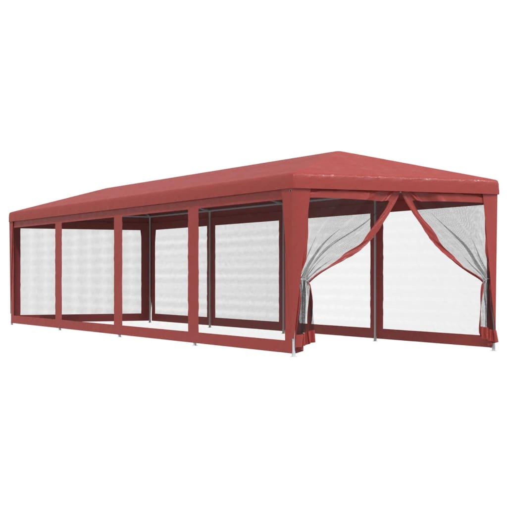 Voir la diapositive 2 : VIDAXL Tente de fete 10 parois laterales en maille Rouge 3x12 m PEHD