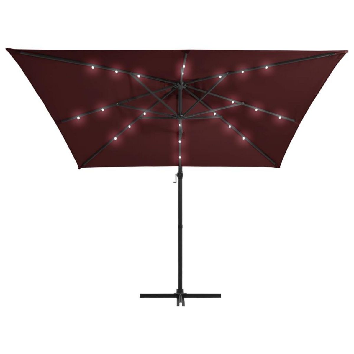 VIDAXL Parasol de jardin en porte-a-faux lumieres LED rouge bordeaux