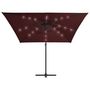 Voir la diapositive 4 : VIDAXL Parasol de jardin en porte-a-faux lumieres LED rouge bordeaux