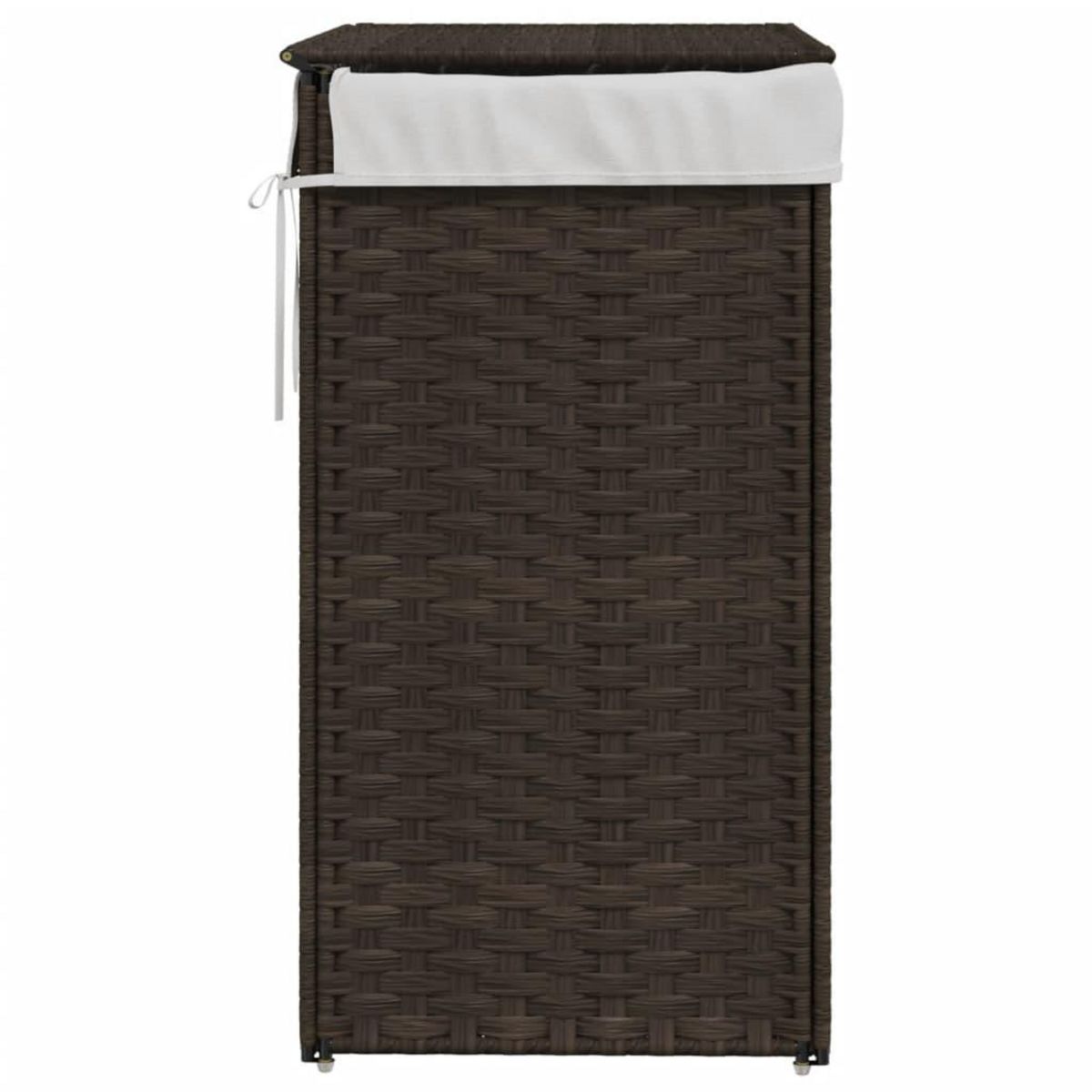 VIDAXL Panier a linge avec couvercle marron fonce resine tressee