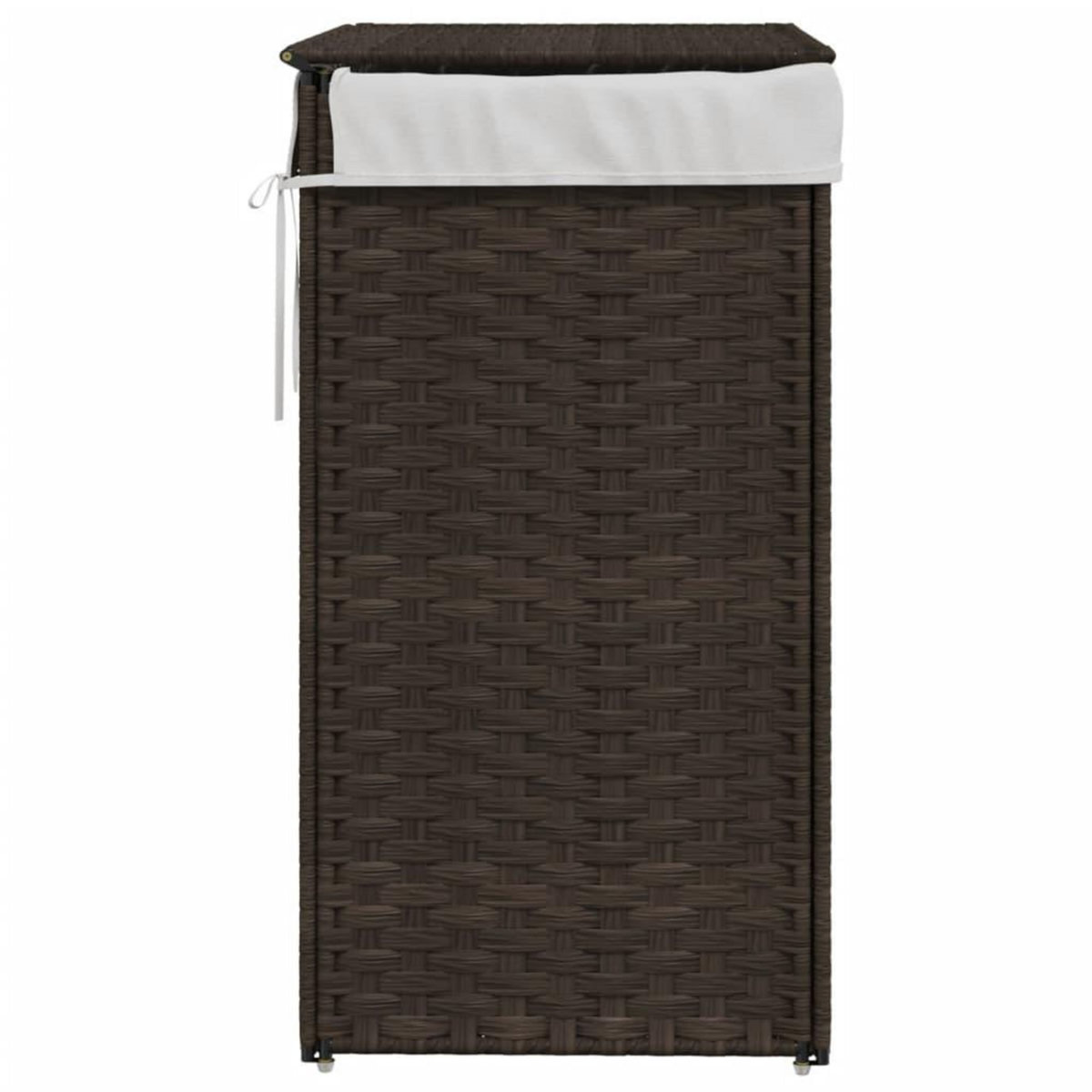 VIDAXL Panier a linge avec couvercle marron fonce resine tressee