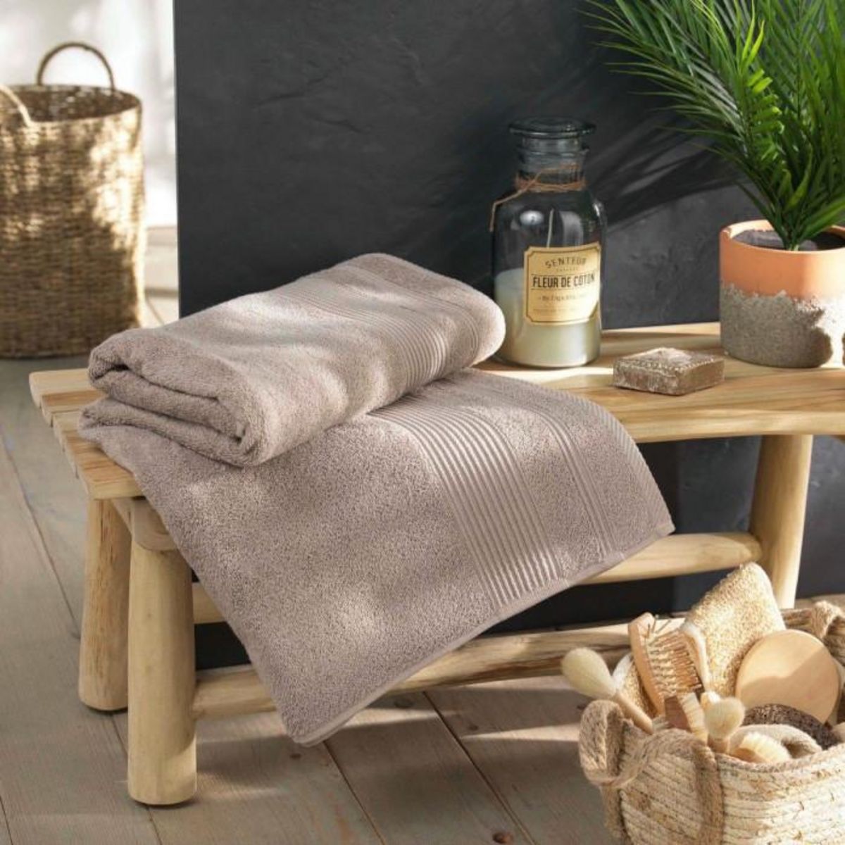 Paris Prix Drap de Bain  Tendresse  90x150cm Taupe
