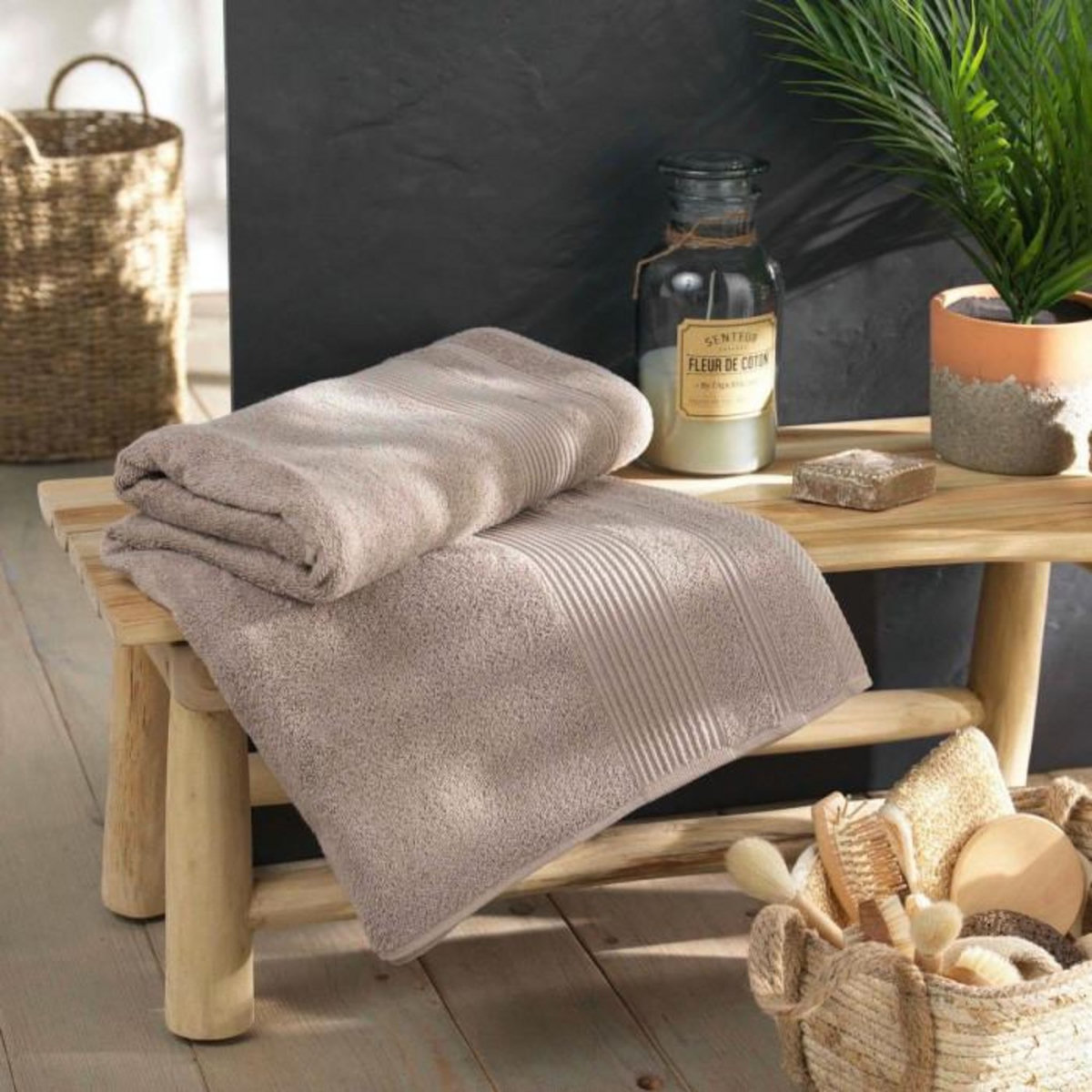 Paris Prix Drap de Bain  Tendresse  90x150cm Taupe