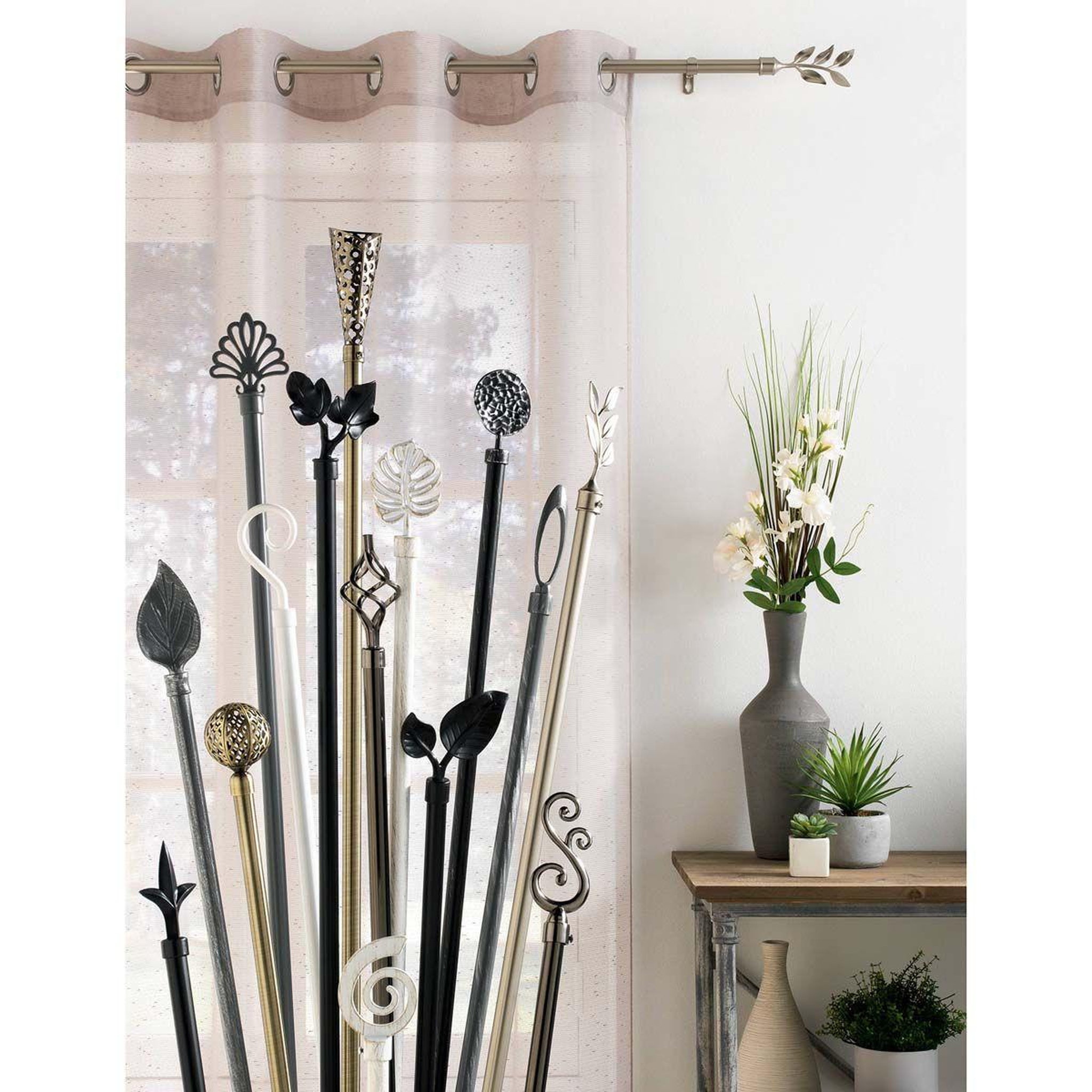 Voir la diapositive 4 : Douceur d'Intérieur Kit tringle déco extensible  bullette  120-210cm noir