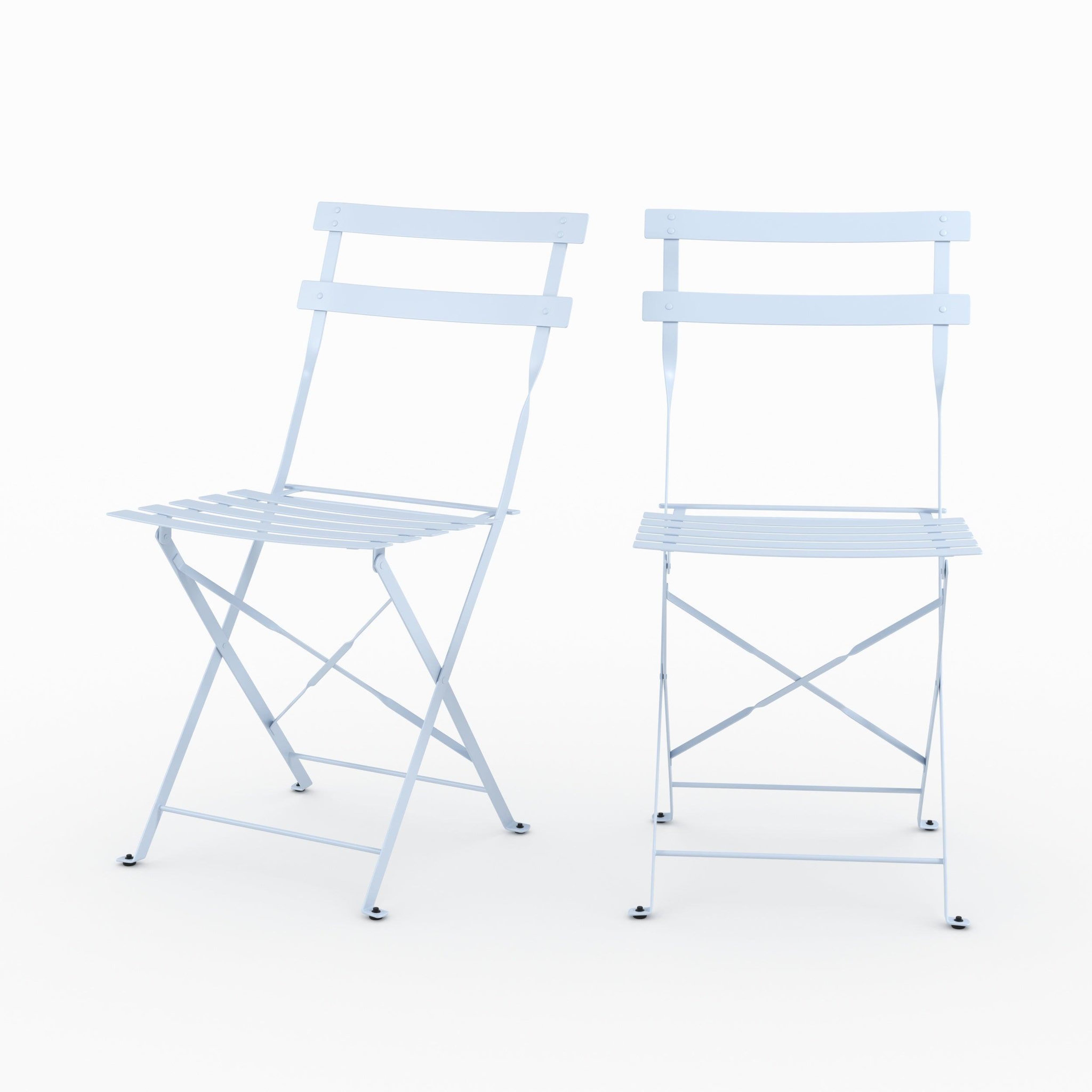 MAISON PAVANE Lot de 2 chaises de jardin en métal bleu pastel, pliantes-kayla
