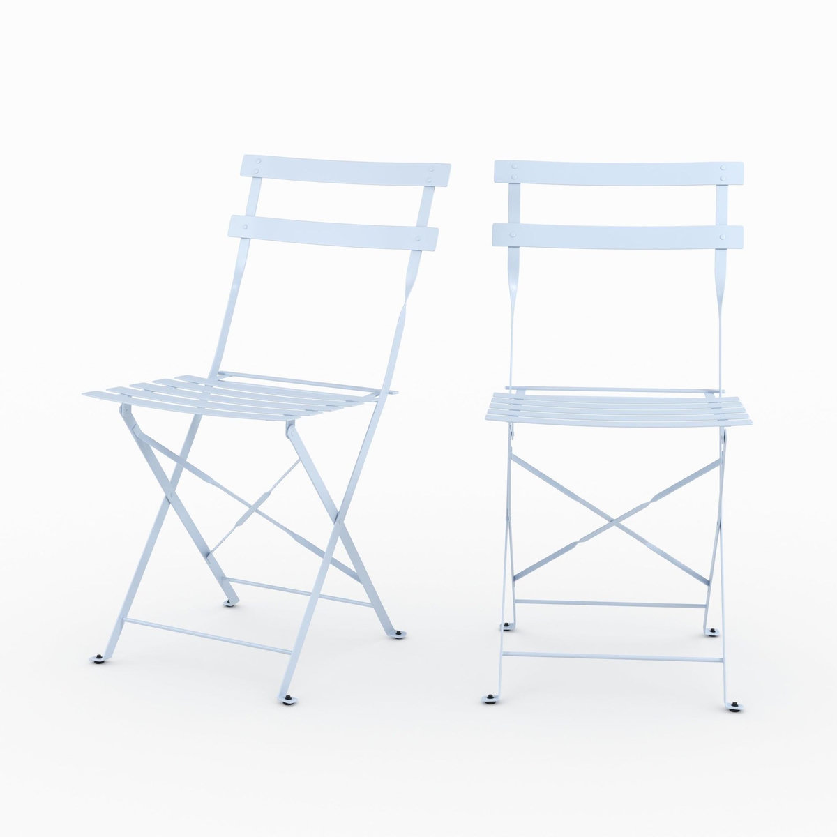 Rendez vous déco Lot de 2 chaises de jardin en métal bleu pastel, pliantes-Toba