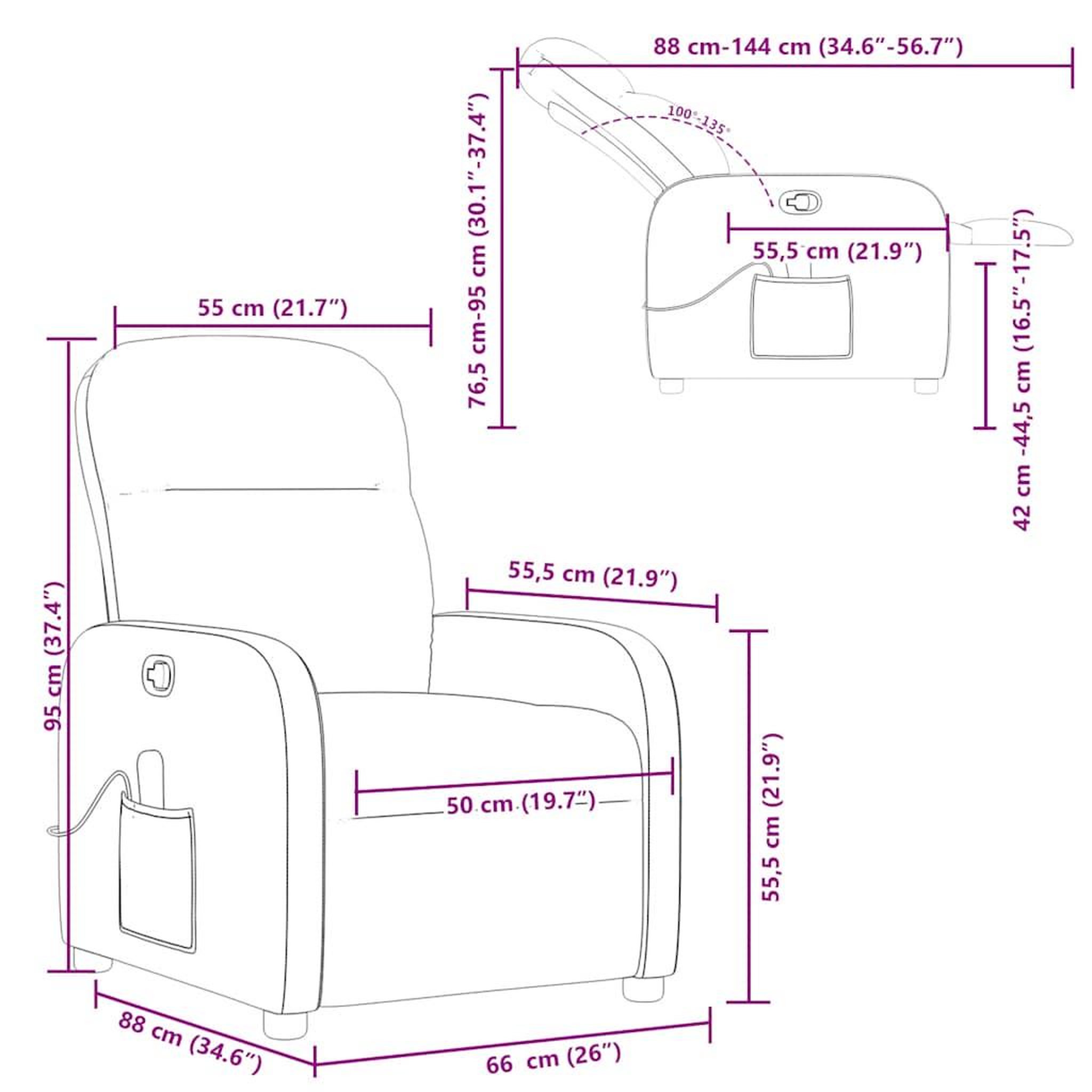 Voir la diapositive 6 : VIDAXL Fauteuil de massage inclinable Gris fonce Tissu