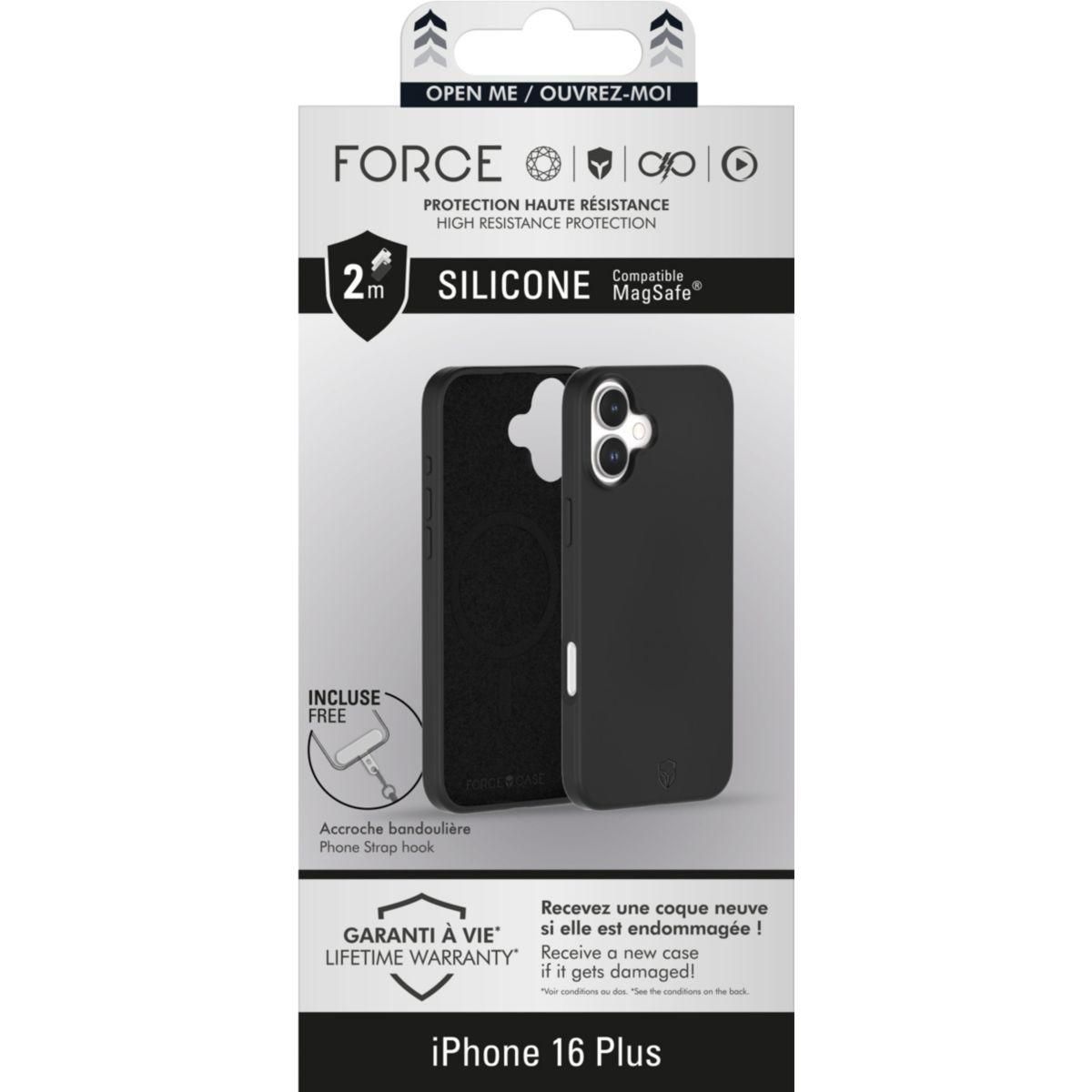 FORCE CASE Coque iPhone 16 Plus MagSafe siliconne Noir