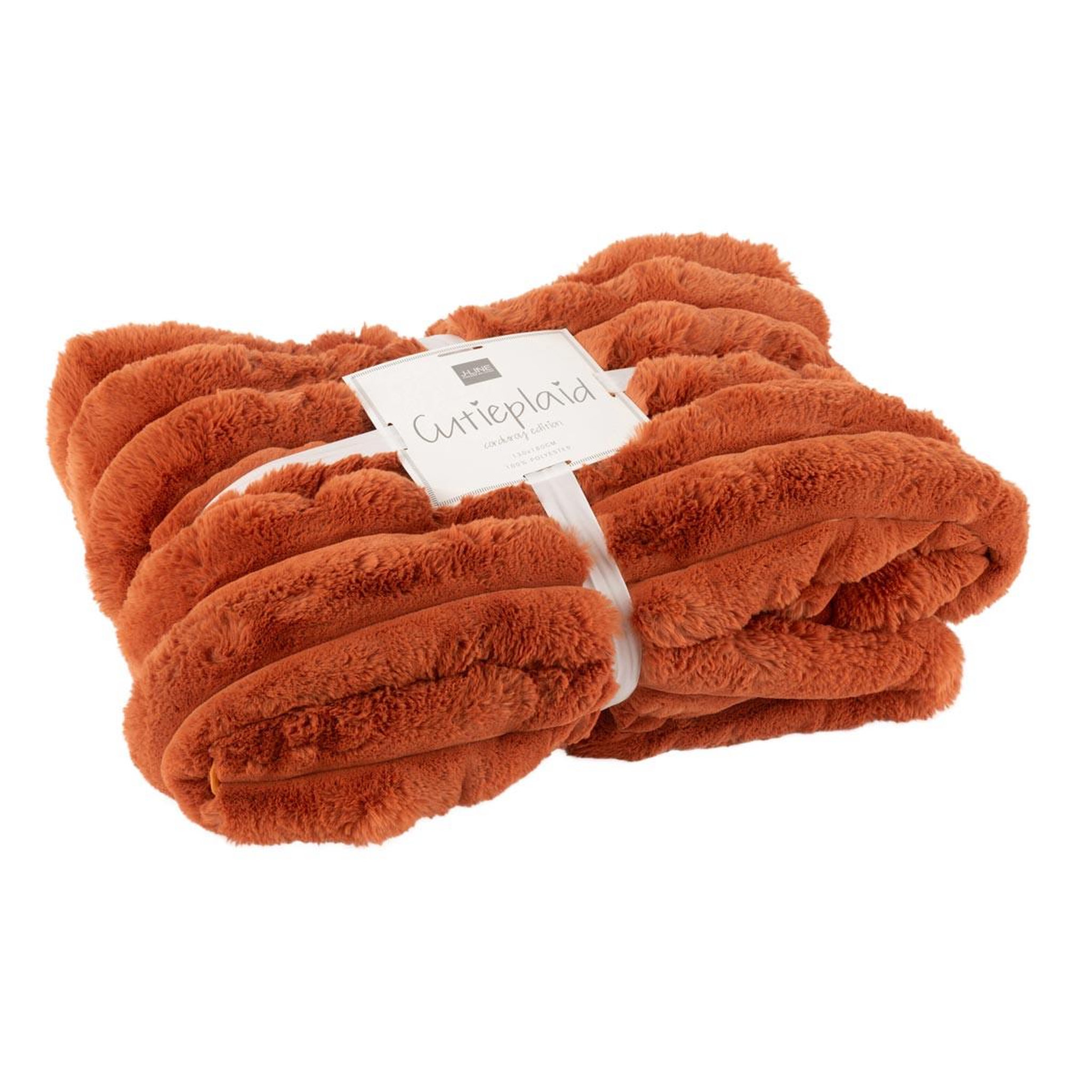 J-LINE Plaid design uni  corduroy  130x180cm rouille clair