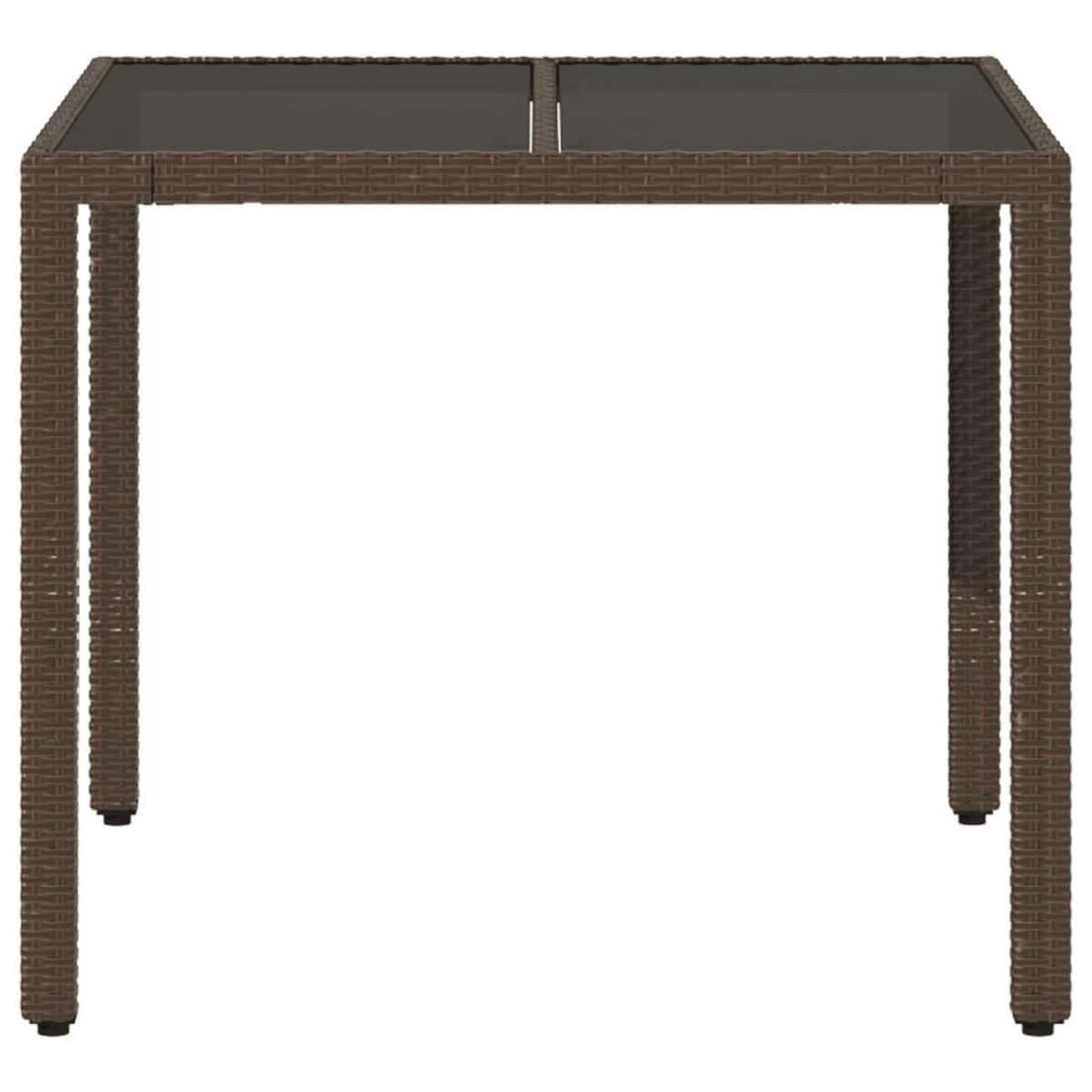 VIDAXL Table de jardin avec dessus en verre marron resine tressee