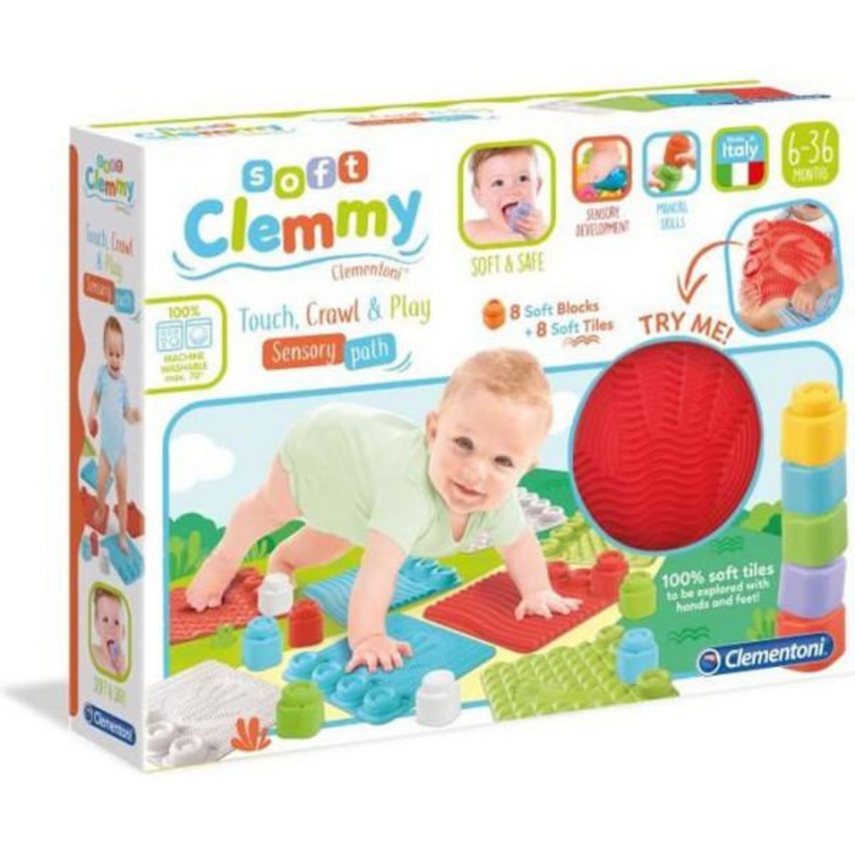 CLEMENTONI Tapis sensoriels - Clementoni - Clemmy - Rouge - Multicolore - Bébé - Mixte - 6 mois - Caoutchouc souple