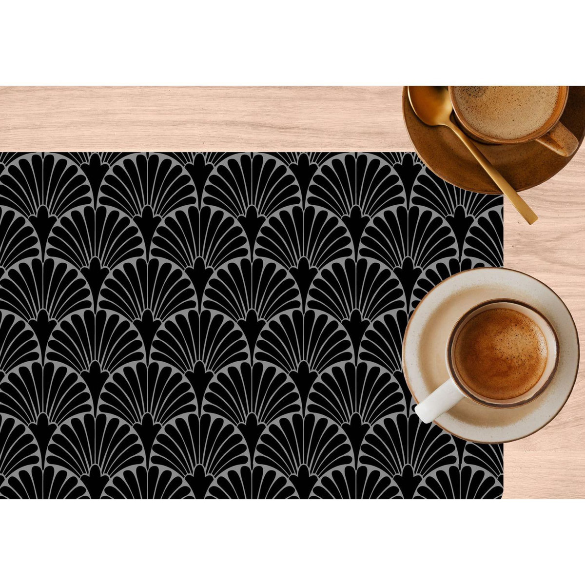 HABITABLE Lot de 2 sets de table avec encre métallique ROYA - 30 x 45 cm - Argent et noir