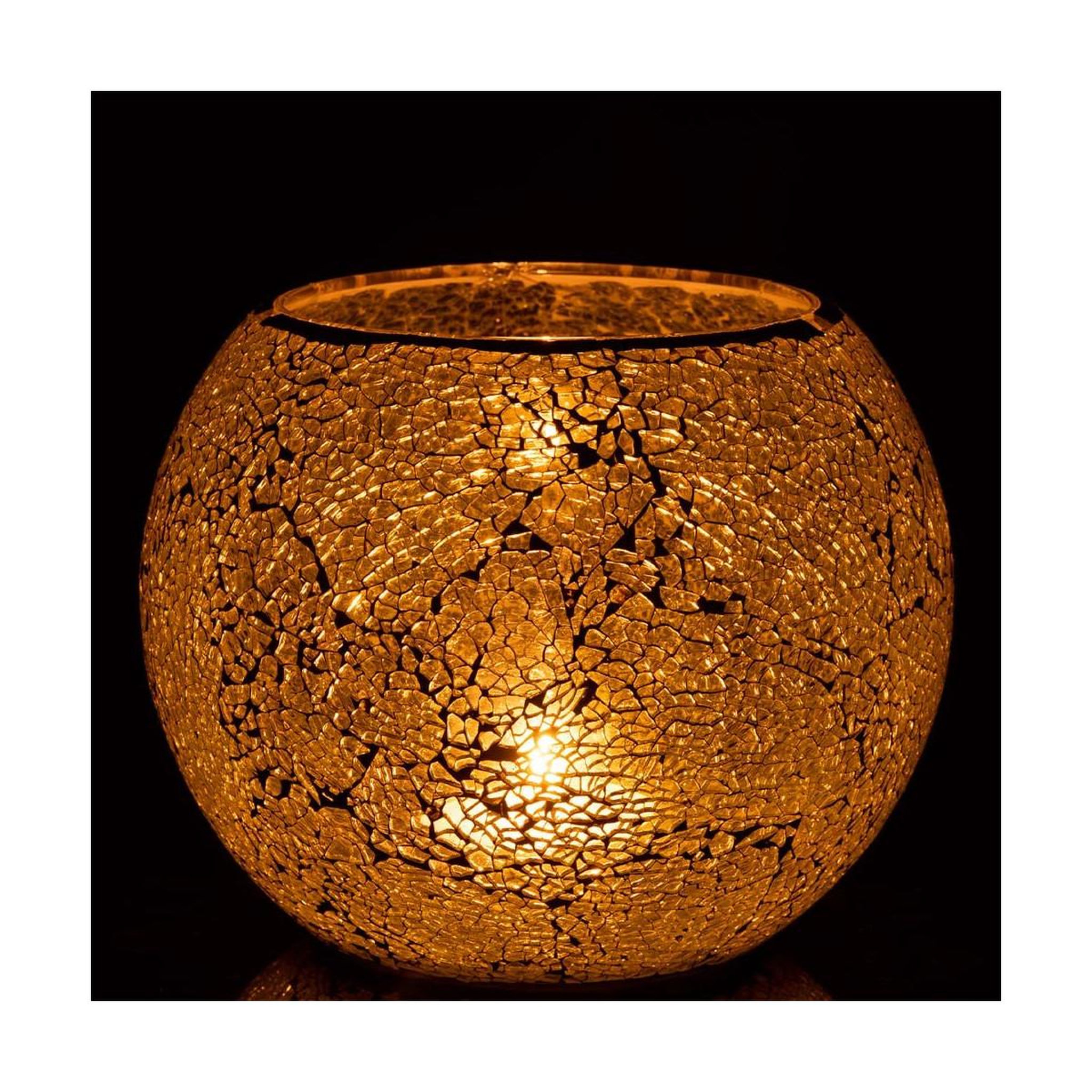 Voir la diapositive 3 : J-LINE Photophore rond déco  mosaïques  20cm jaune