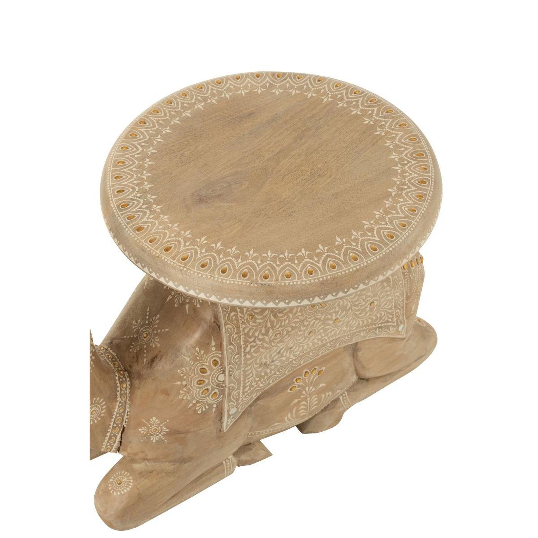 Voir la diapositive 5 : J-LINE Table d'appoint chameau en bois  perle du sahara  58cm naturel