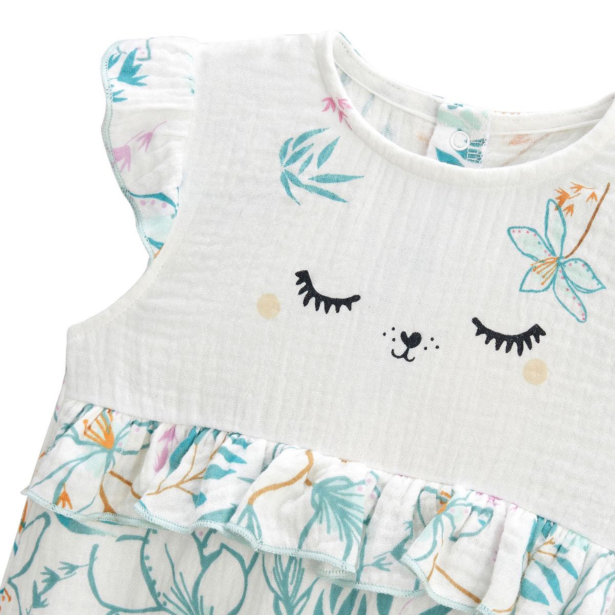 Voir la diapositive 3 : Petit Béguin Barboteuse bébé en gaze de coton Patroika