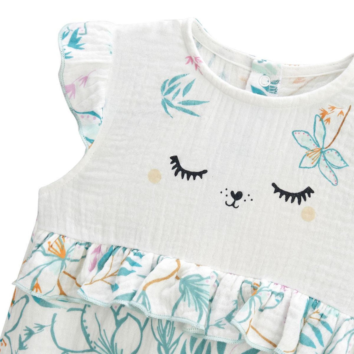 Petit Béguin Barboteuse bébé en gaze de coton Patroika