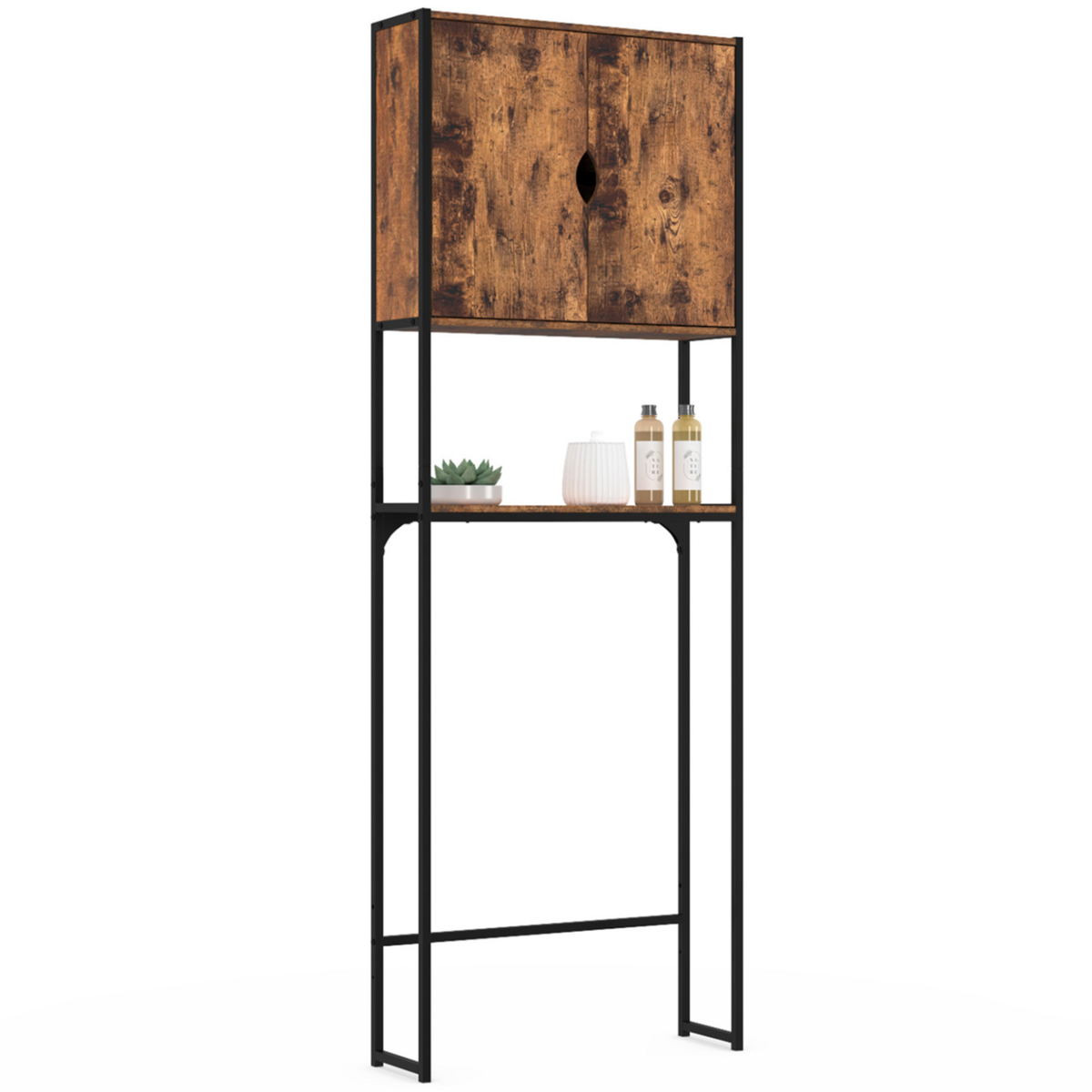ID MARKET Meuble étagère dessus WC placard DAYTON design industriel avec étagère