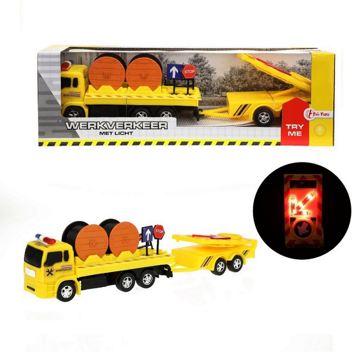  Camion de chantier 32 cm jouet lumiere panneau