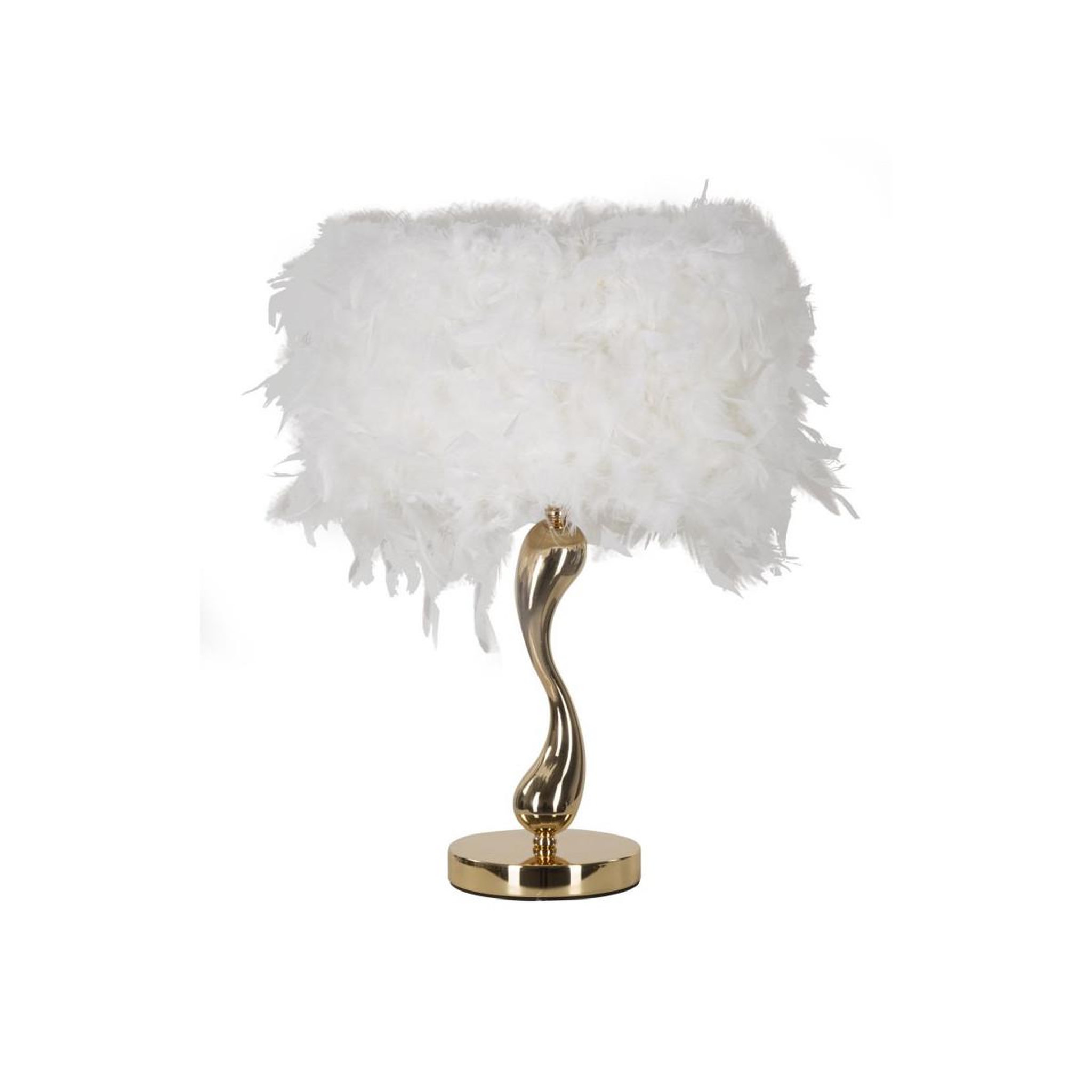 Paris Prix Lampe à poser imitation plume  cart  47cm or & blanc