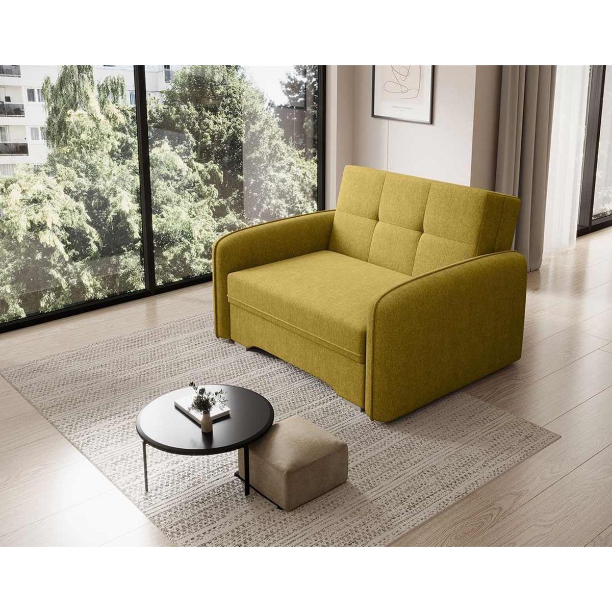 BEST MOBILIER Michelle - fauteuil convertible avec coffre en velours