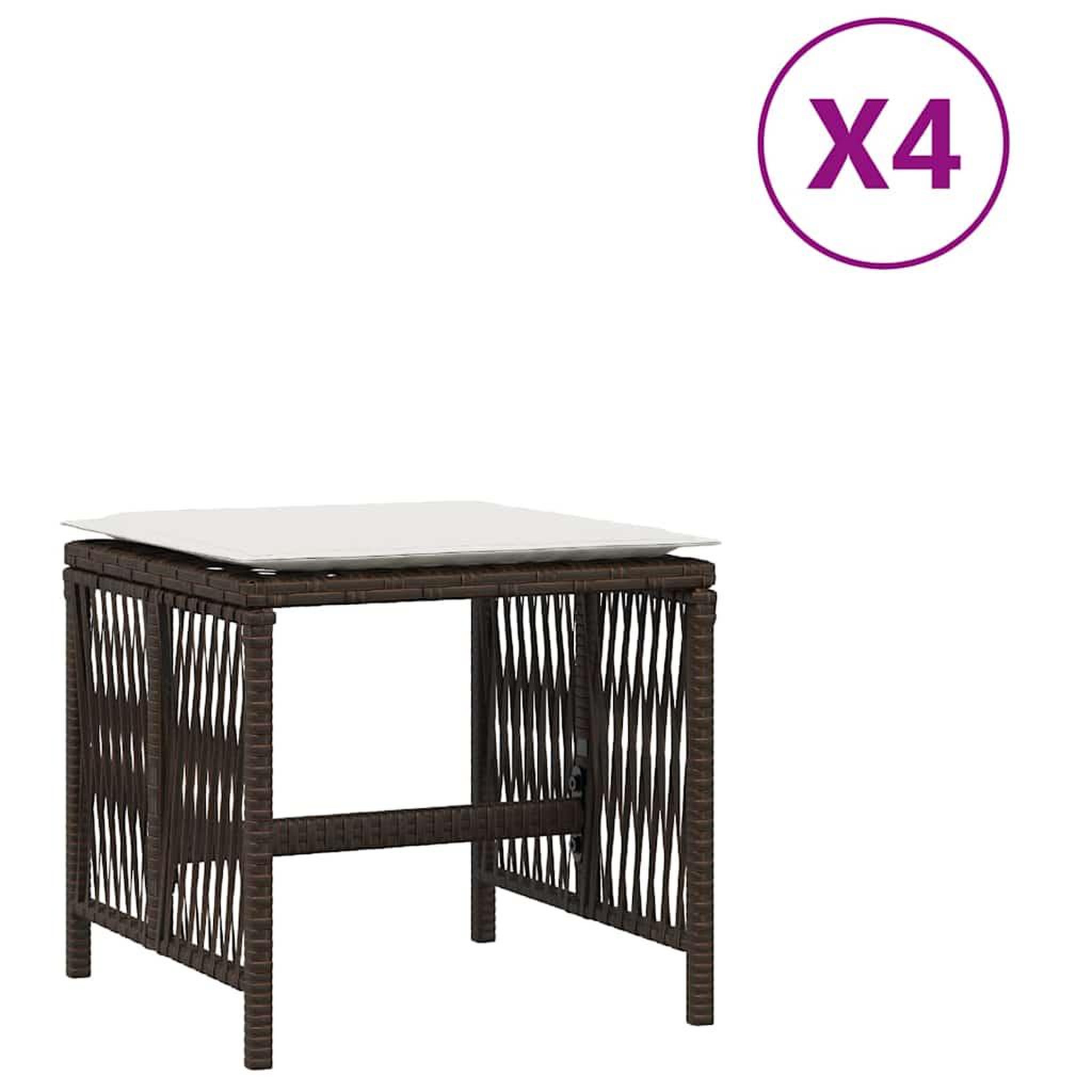 Voir la diapositive 2 : VIDAXL Tabourets de jardin et coussins lot de 4 marron resine tressee