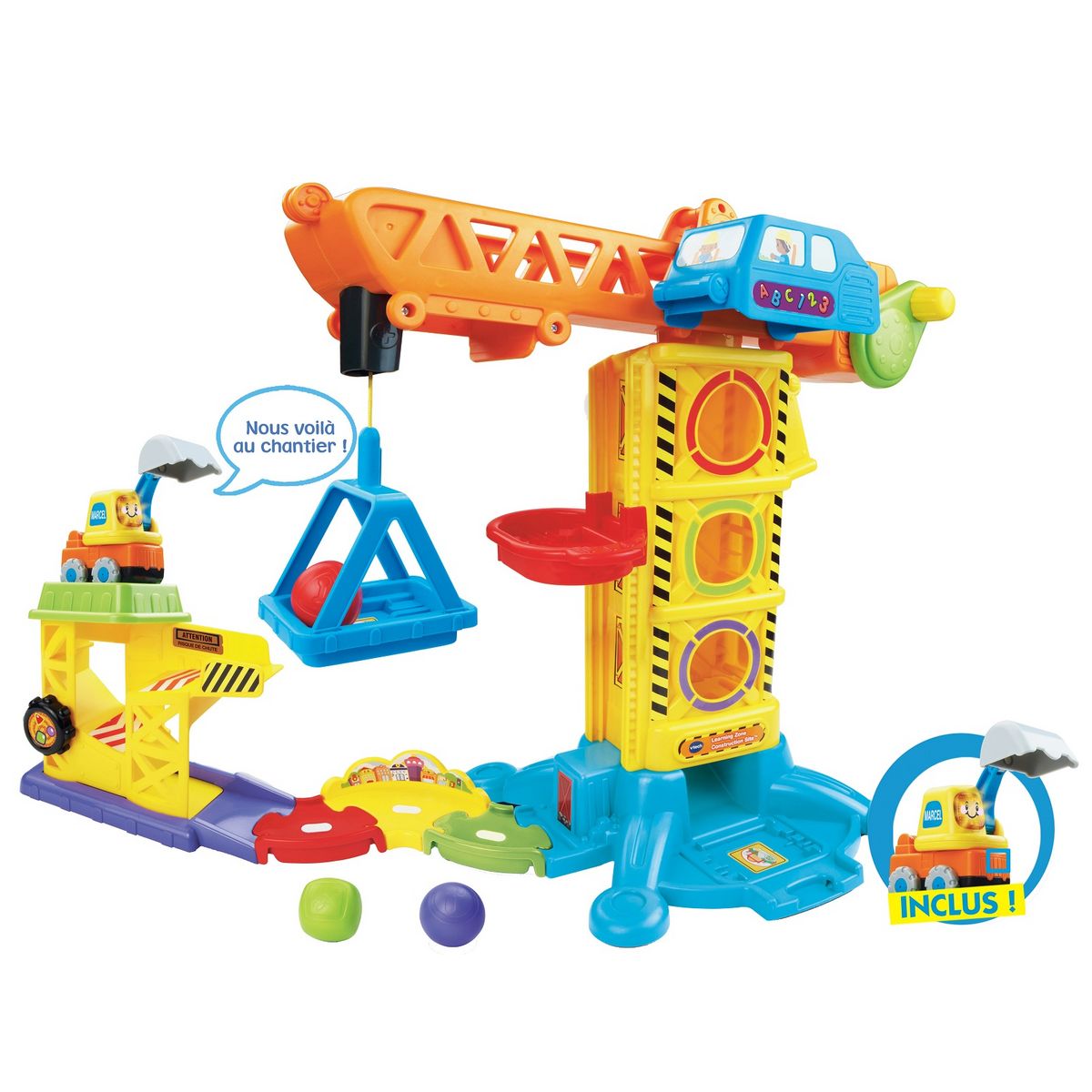VTECH Maxi grue interactive + Marcel, le roi de la pelle - Tut Tut Bolides