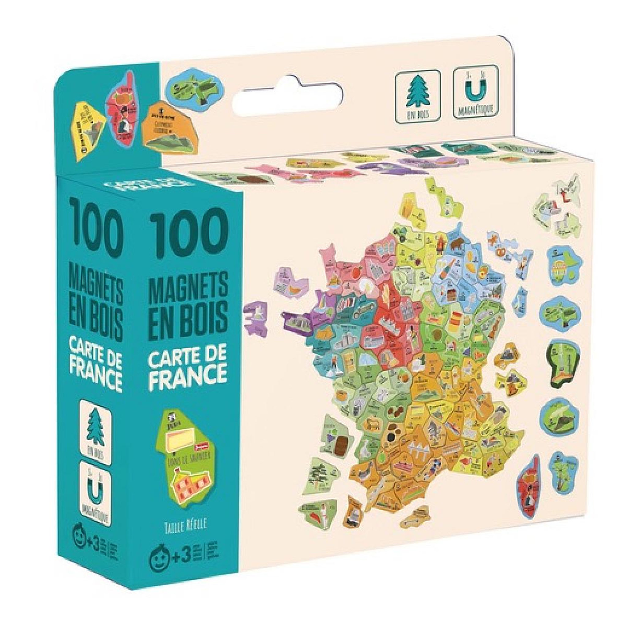 Voir la diapositive 2 : JeuJura Carte de la France en Magnets en bois