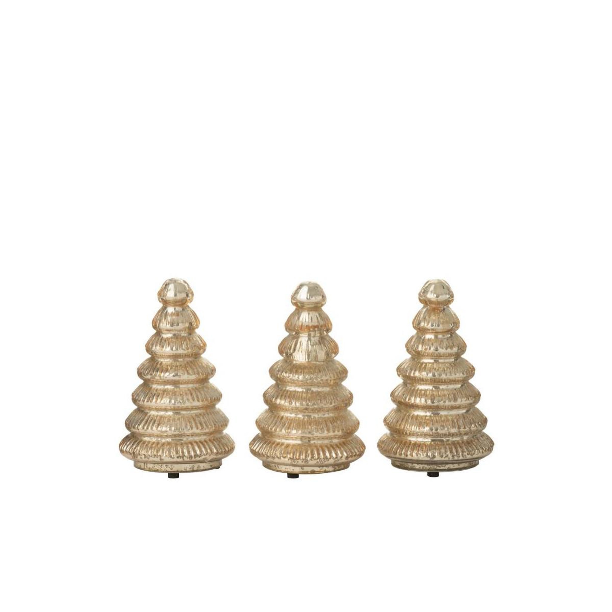 Voir la diapositive 2 : J-LINE Lot de 3 arbres led en verre  côtelé  31cm doré