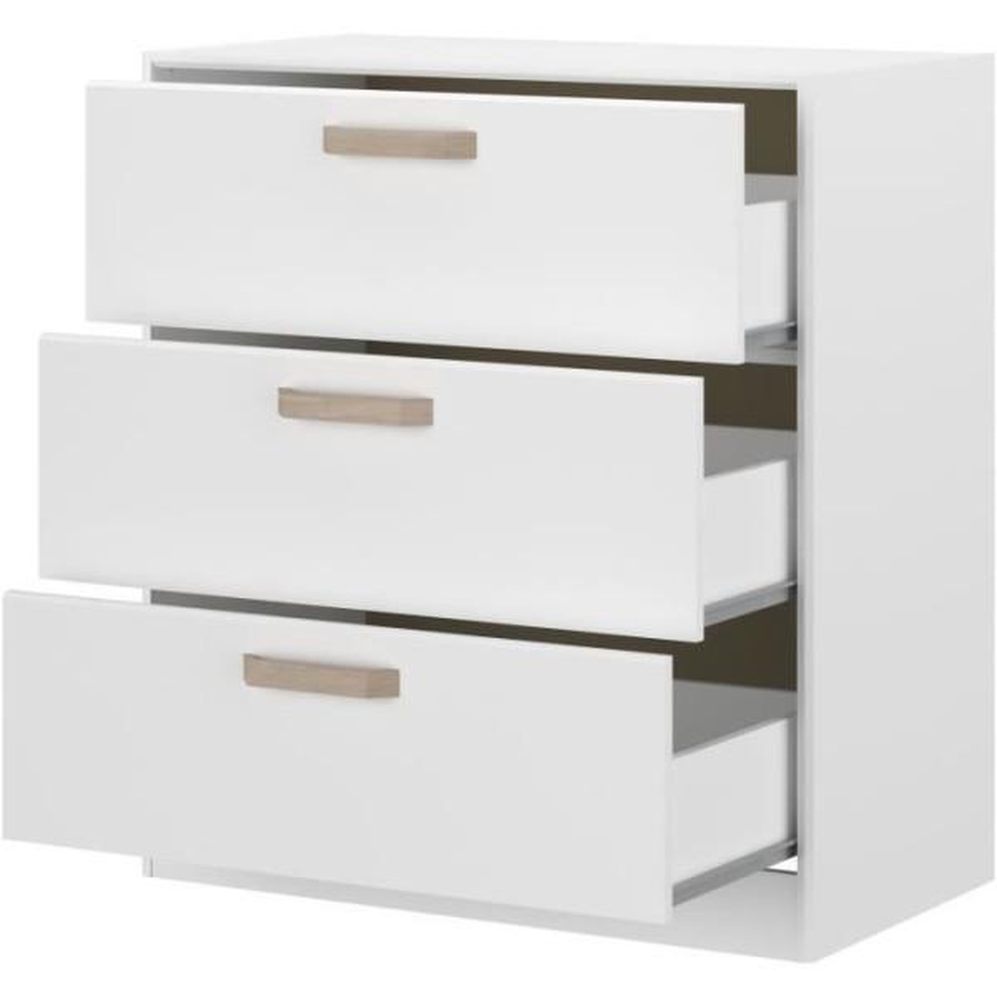 Voir la diapositive 5 : PARISOT Commode DREAM 3 tiroirs - Panneau de particules - Décor blanc - L79.7 x H87.8 x P43.8 cm