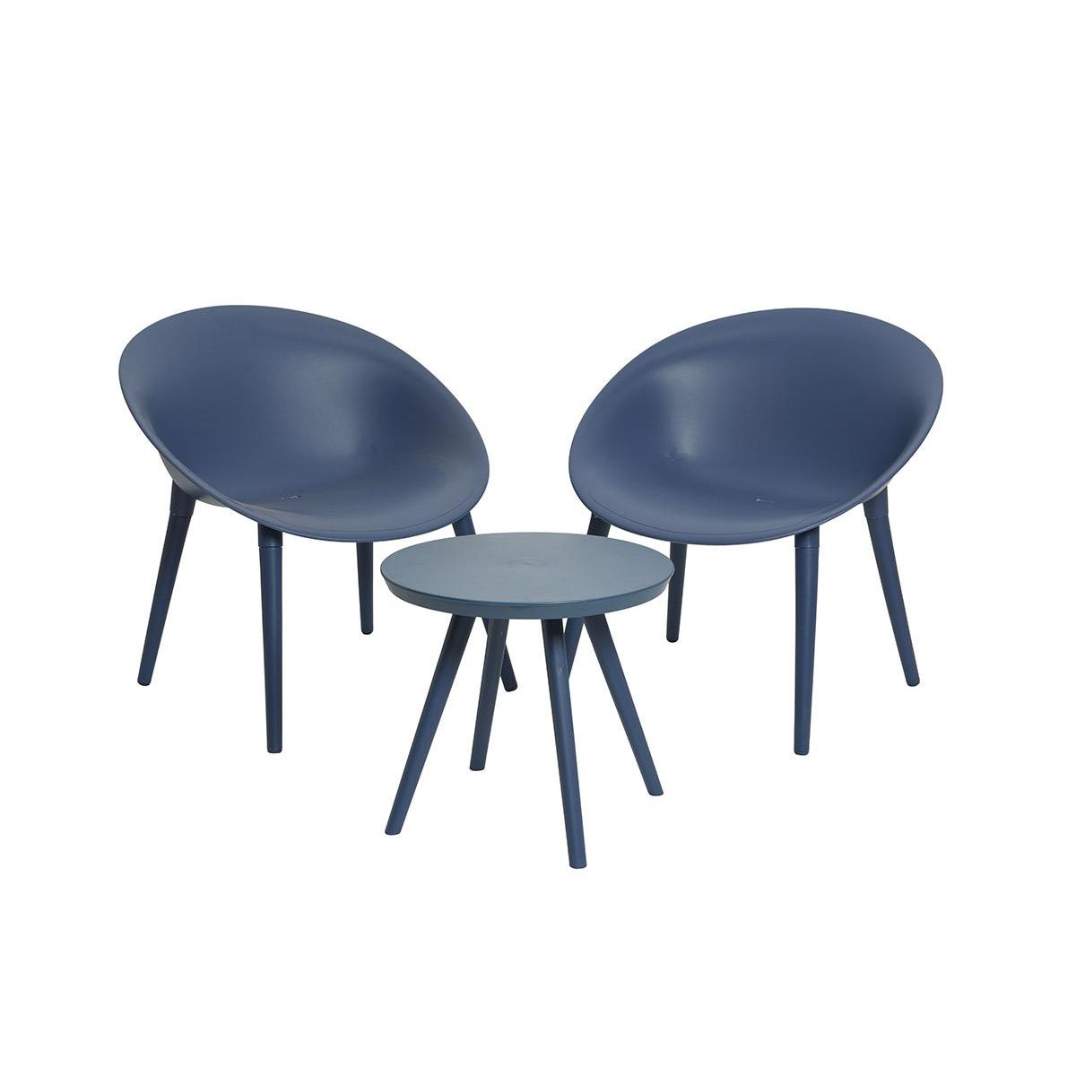 JARDIDECO Salon de jardin en plastique Marbella bleu - Jardideco