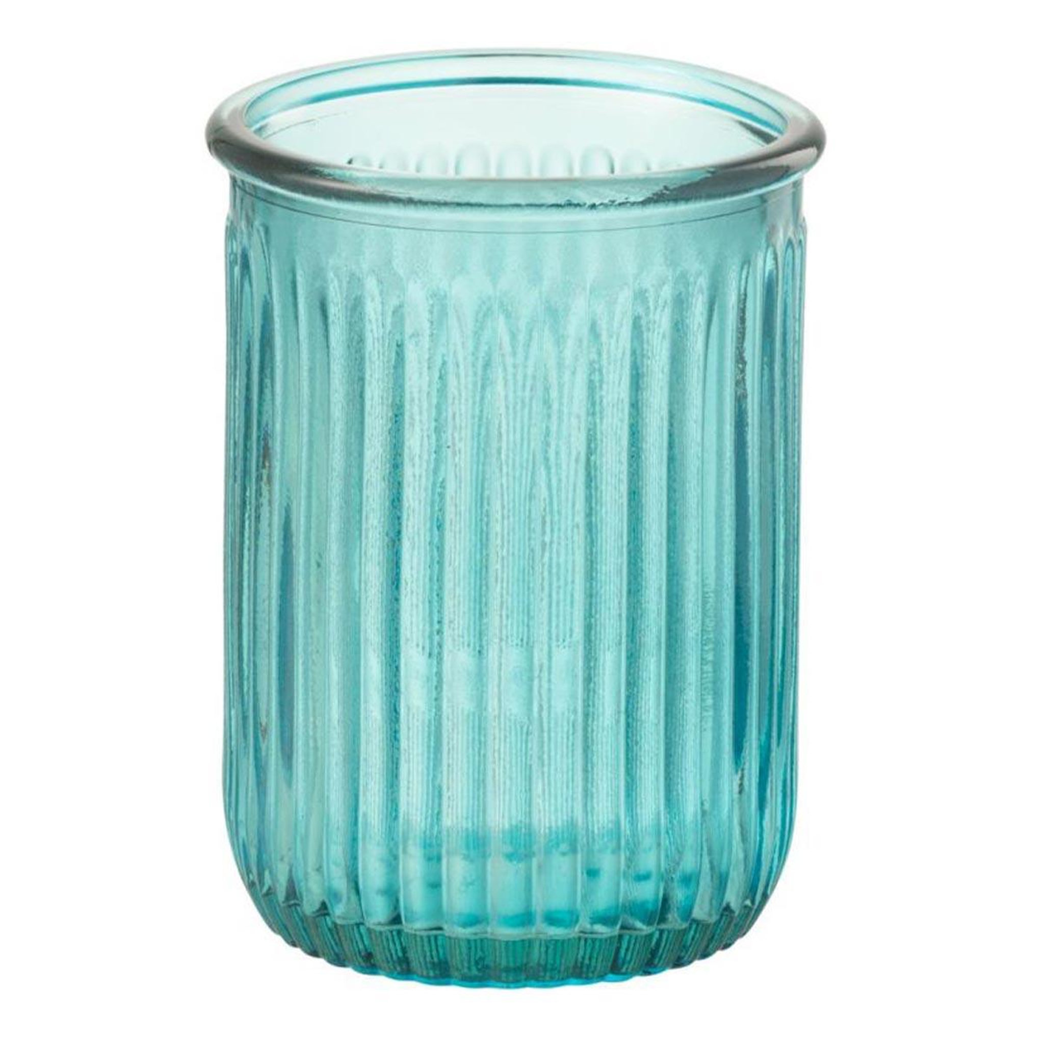J-LINE Vase design en verre  stripe  20cm bleu aqua