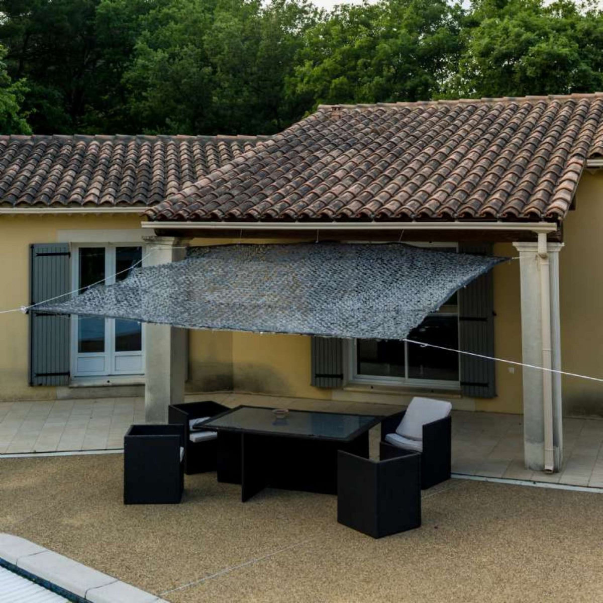  Toile d'ombrage ajourée grise 120 g/m2  3 x 4m